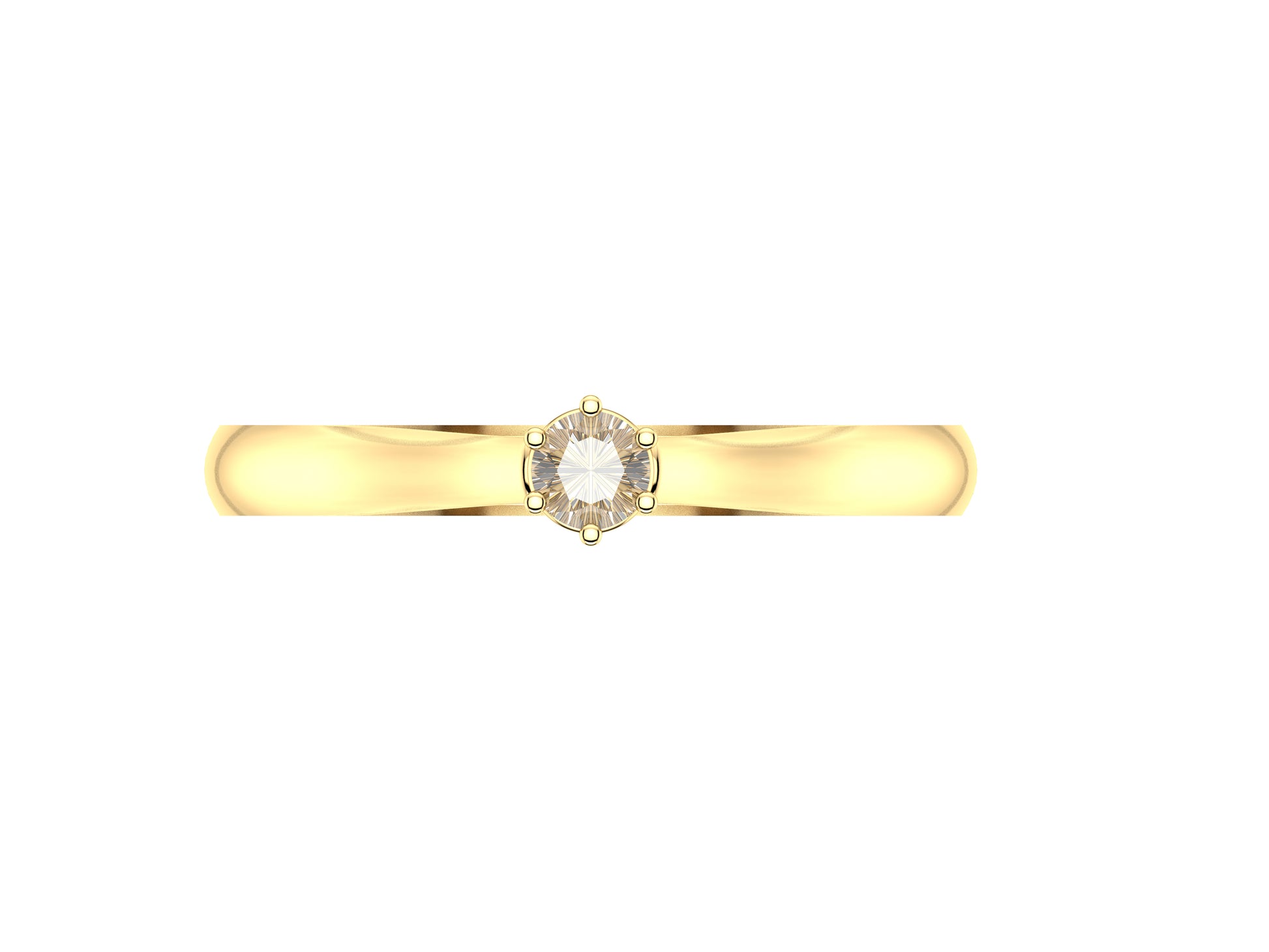 Forever engagement ring, 18K yellow gold, set with a brilliant-cut diamond available in 0.1 to 0.19 carats. 