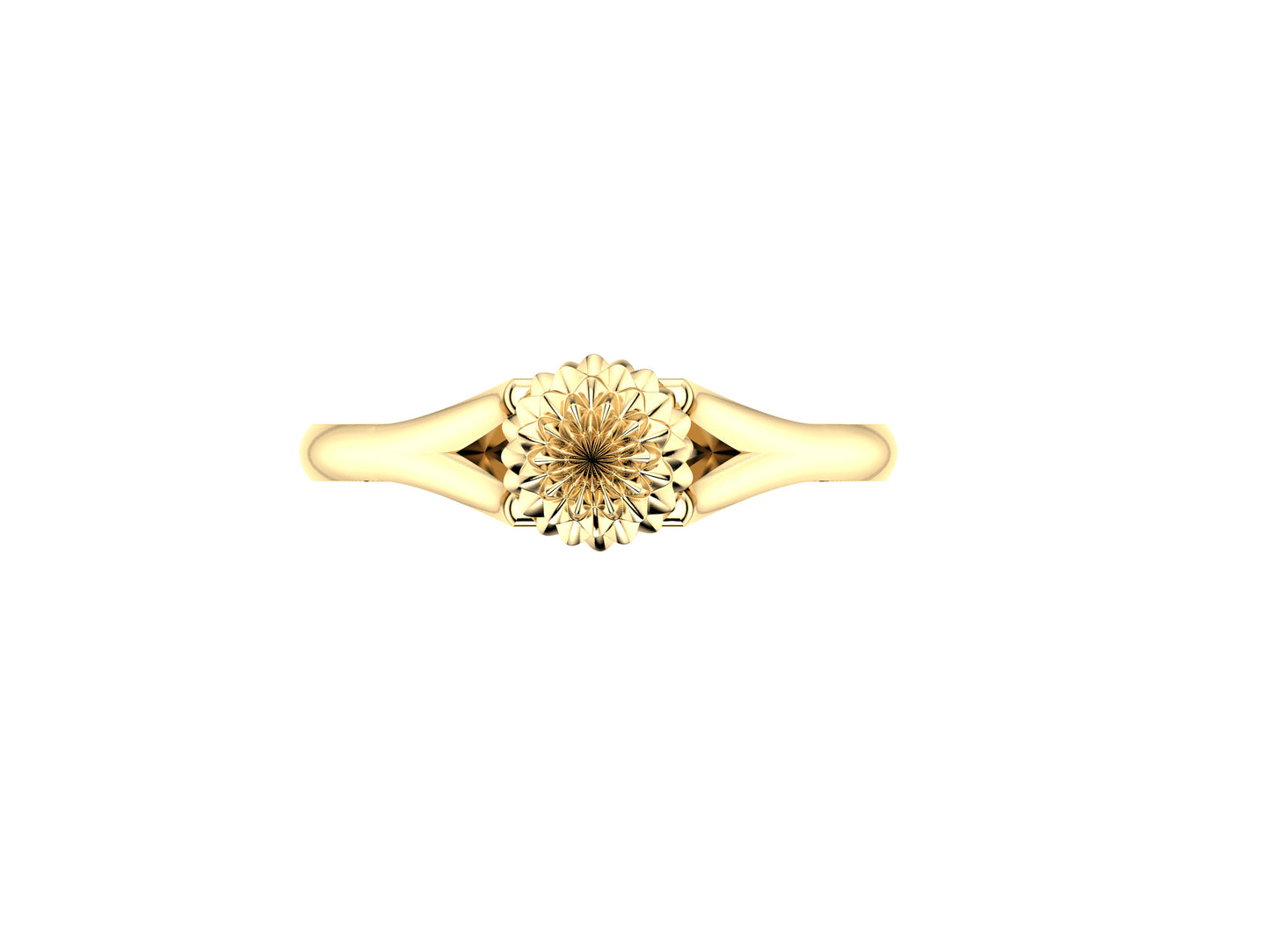 Flores de MatiJaro ring, 18K yellow gold. Width of the pattern: 6.6 mm.