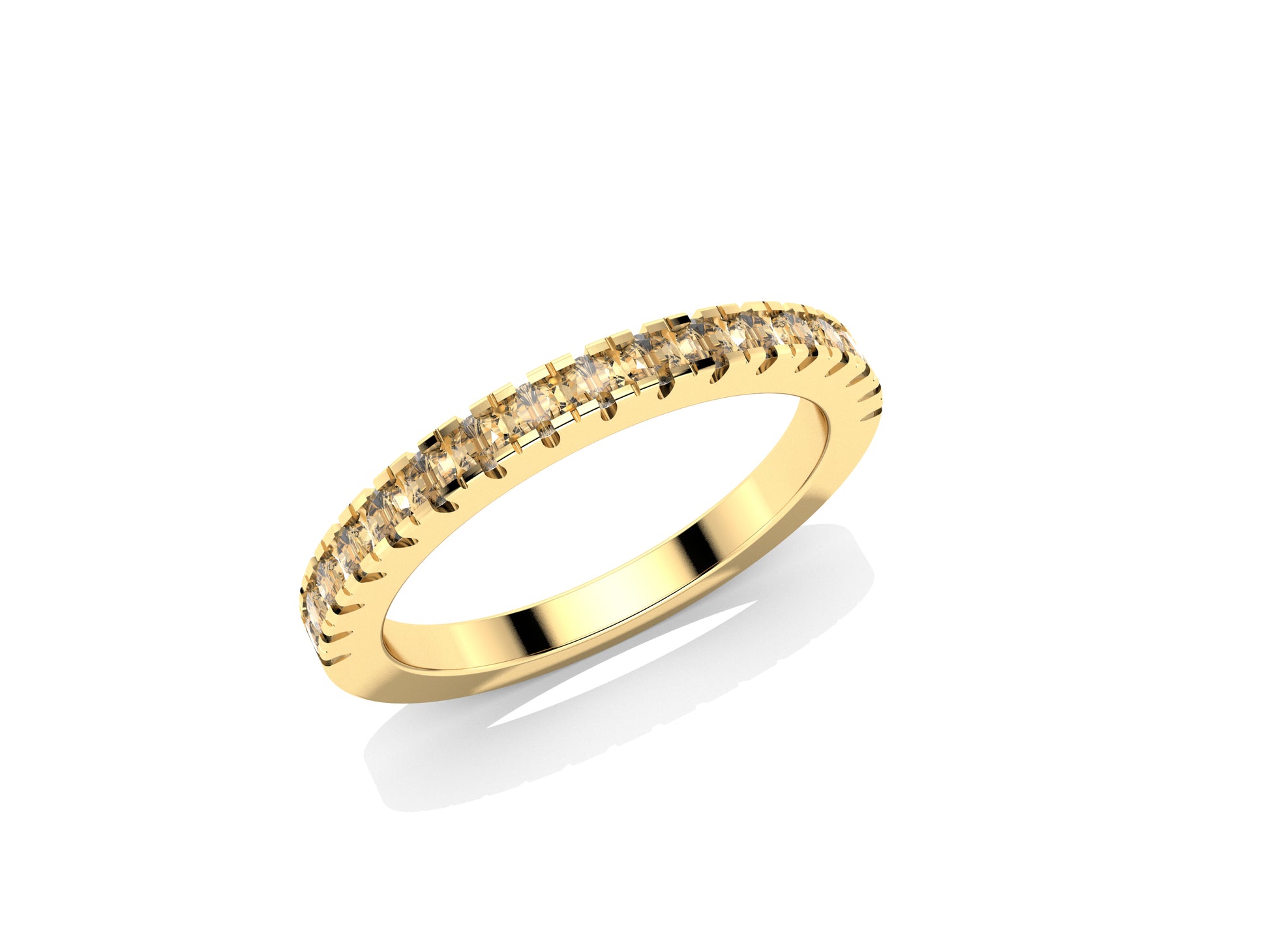 Rainbow wedding band, width 2.0 mm, 18K yellow gold, set with 17 brilliant-cut diamonds totaling 0.23 carats. 