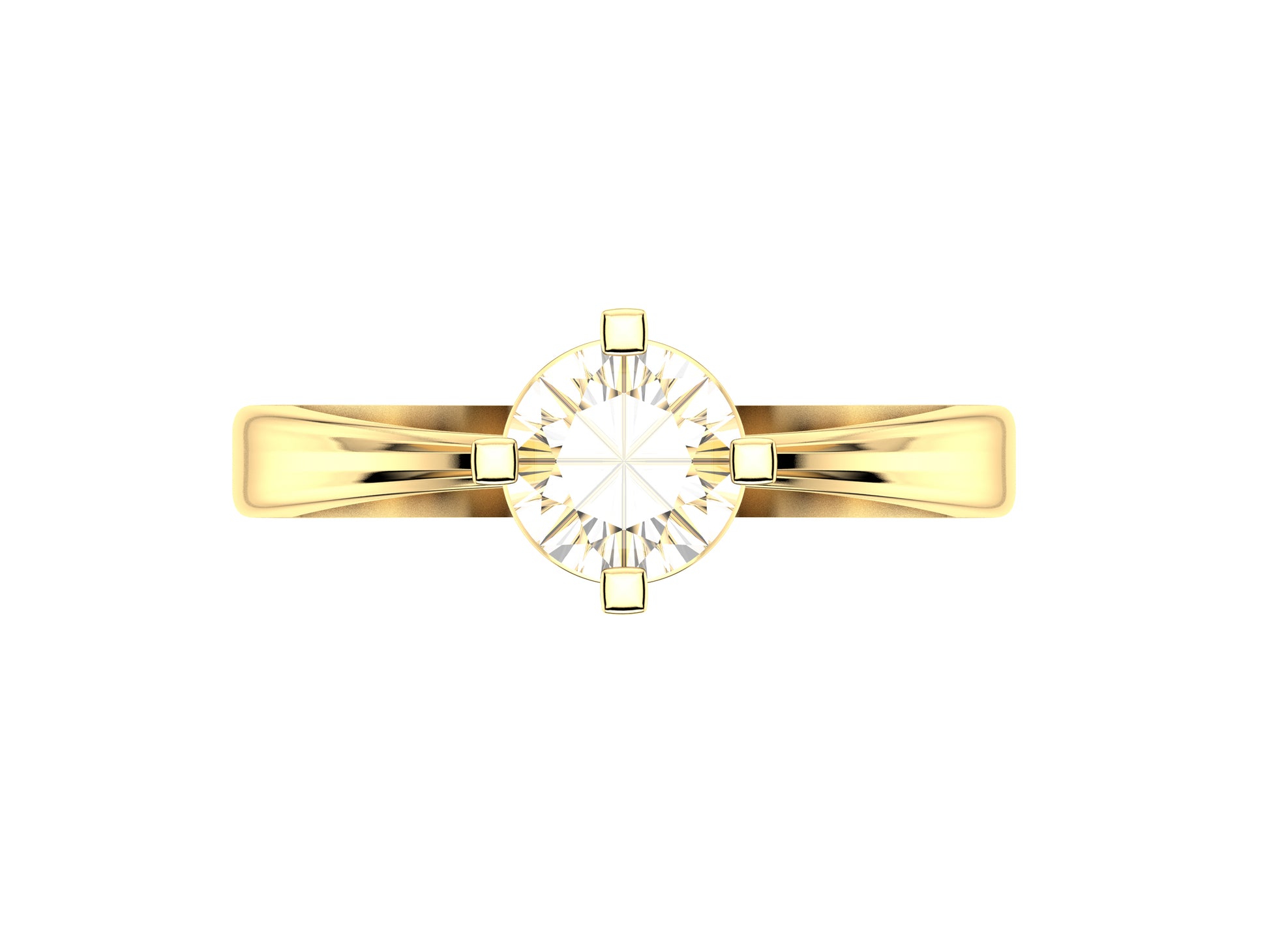 Forever engagement ring, 18K yellow gold, set with a brilliant-cut diamond available in 1.0 to 1.1 carats. 