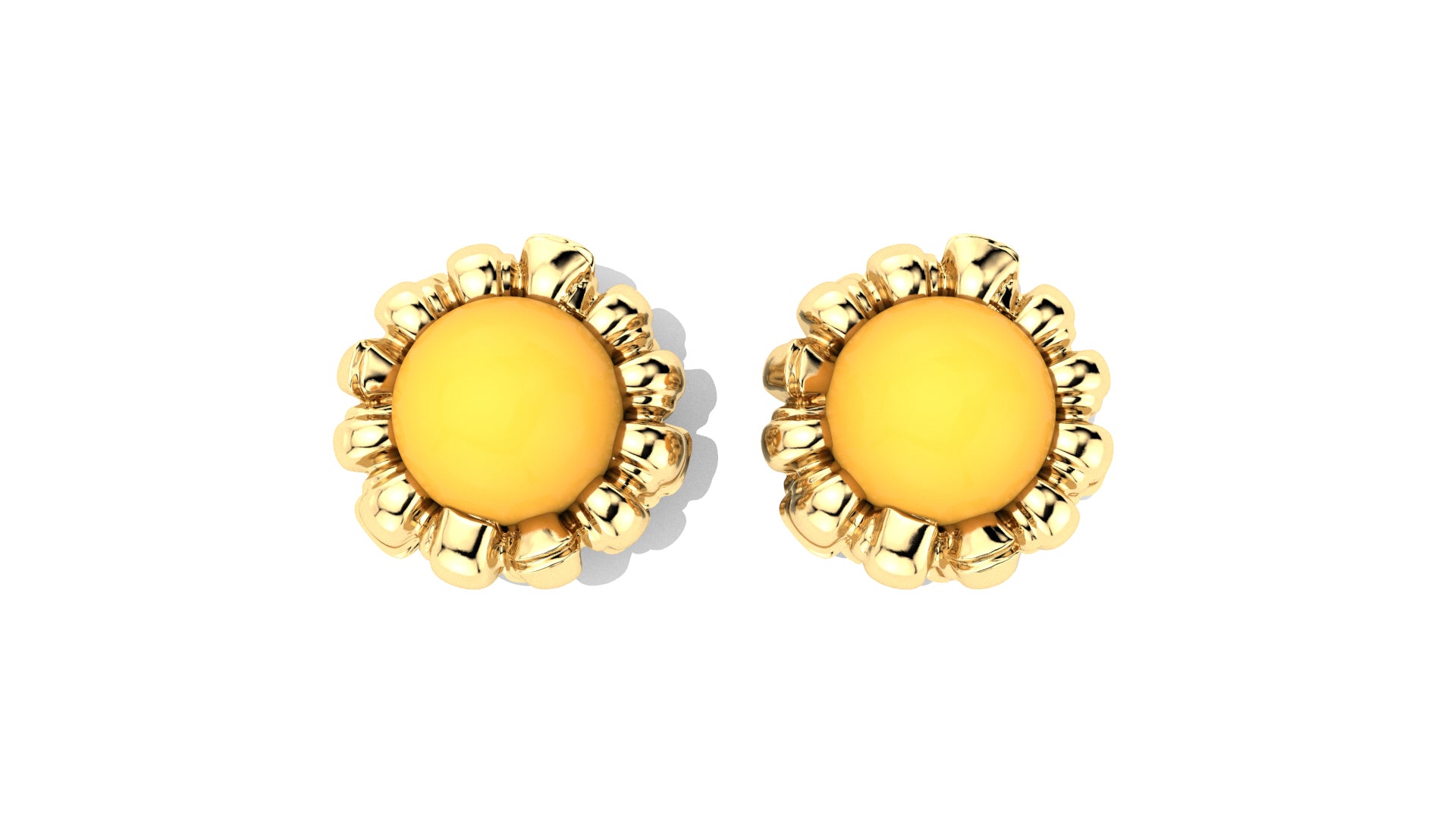MatiJaro pearls earrings, 18K white gold, each set with an yellow pearl.