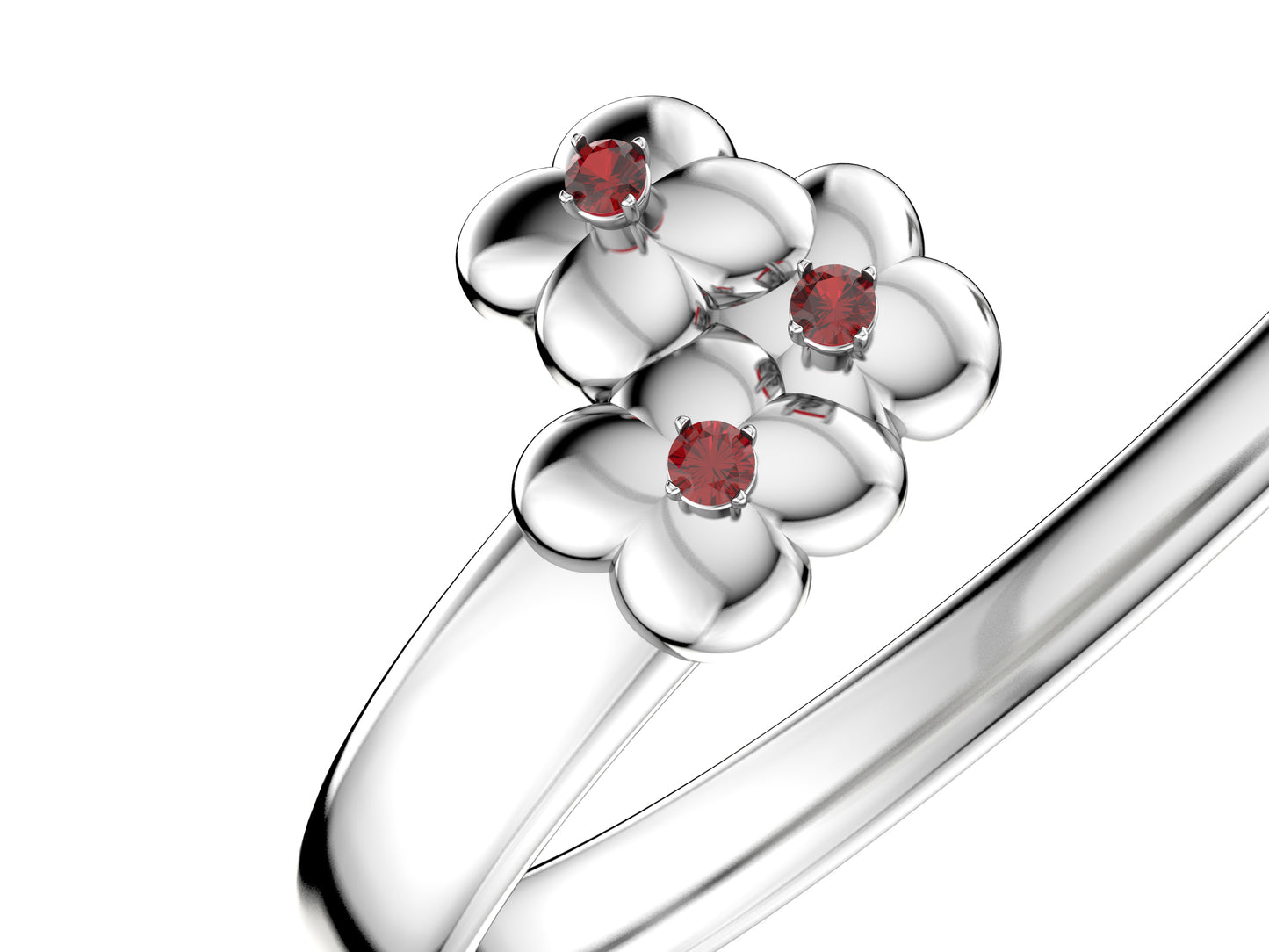 Flower bracelet, 18K white gold, roze topaz.