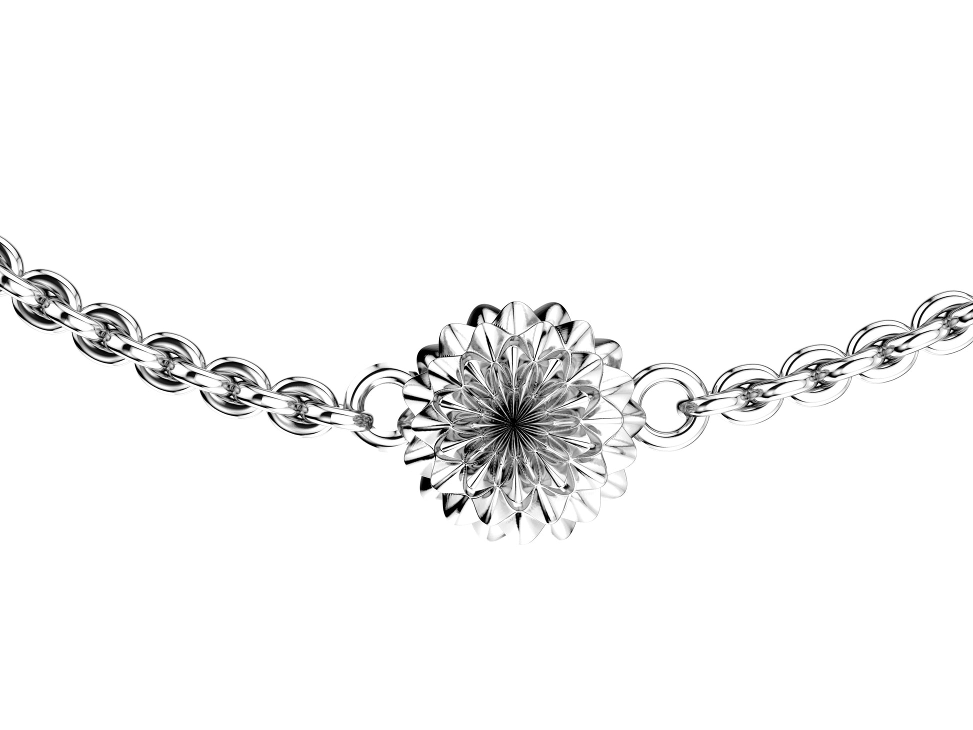 Flower bracelet, white gold.