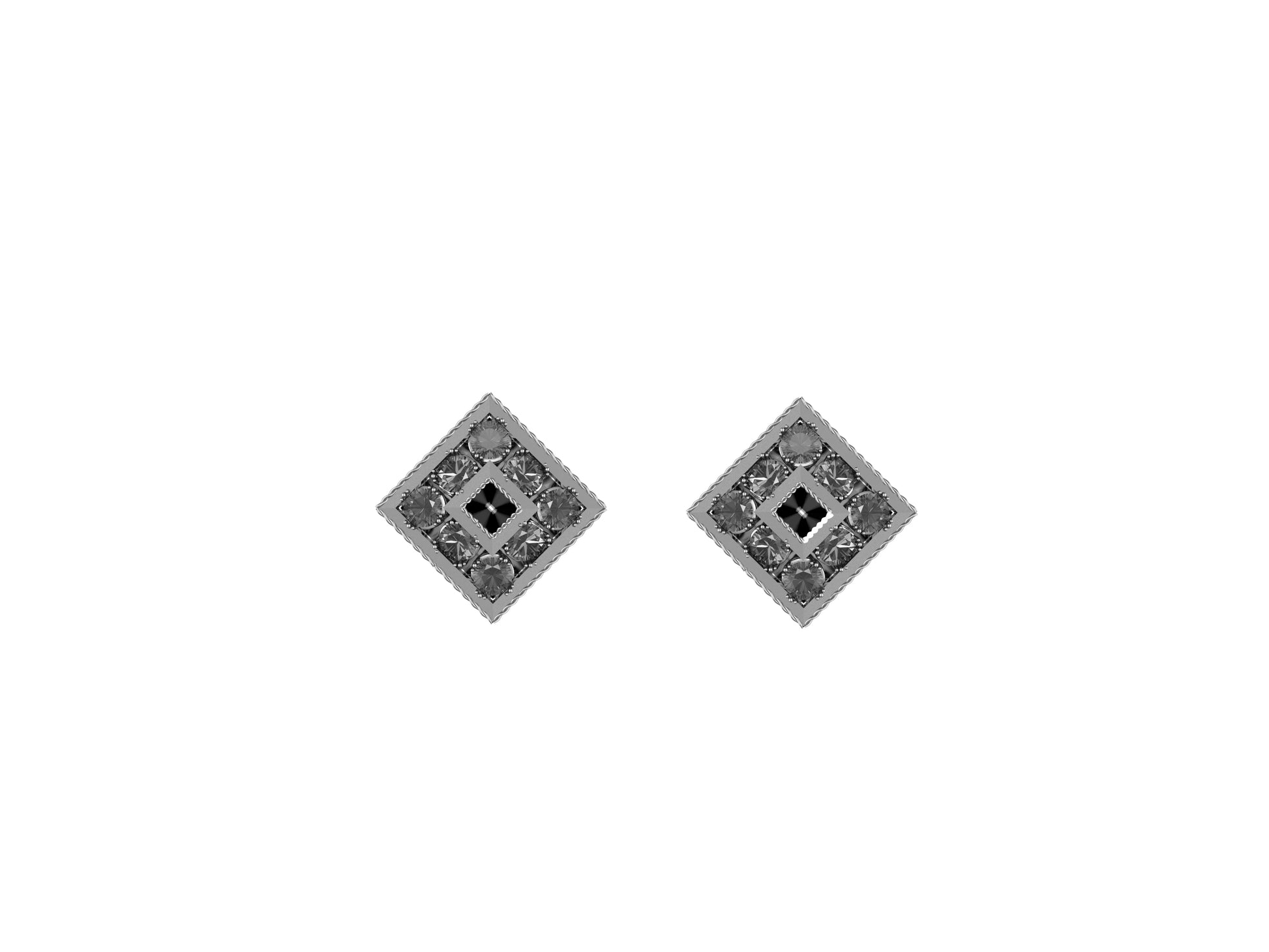 MatiJaro MJ earrings, 18K white gold, each set with 16 brilliant-cut diamonds totaling 0.418 carat.