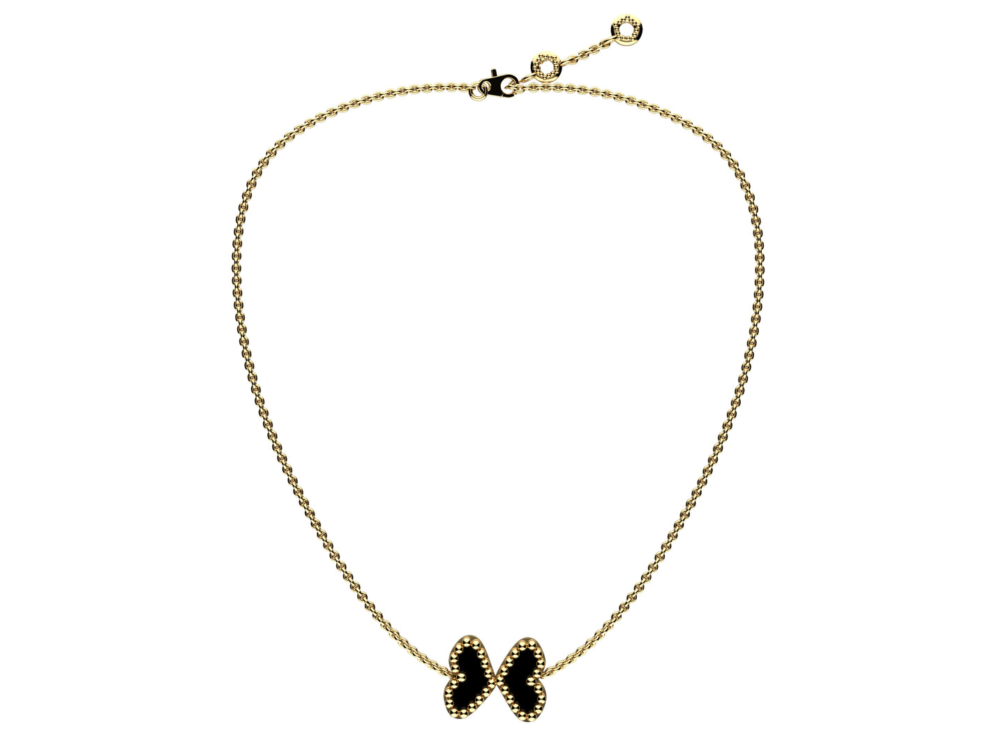 MatiJaro Heart necklace, 18K yellow gold, black onyx.