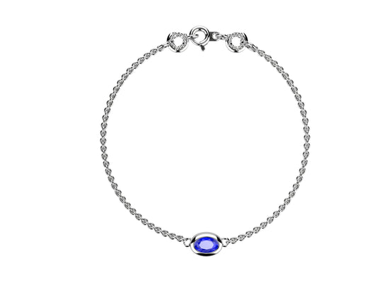 Gemmes De La Divinite bracelet, sterling silver set with a oval-cut blue sapphire totaling (6.5x4mm). Thickness: 1.78 mm.