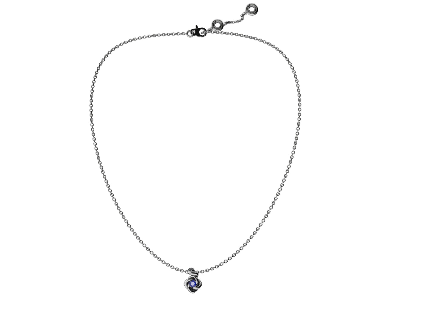 Gemmes De La Divinite necklace, 18K platina, set with a blue sapphire. Width: 11 mm. Adjustable chain length: 390 to 420 mm. 