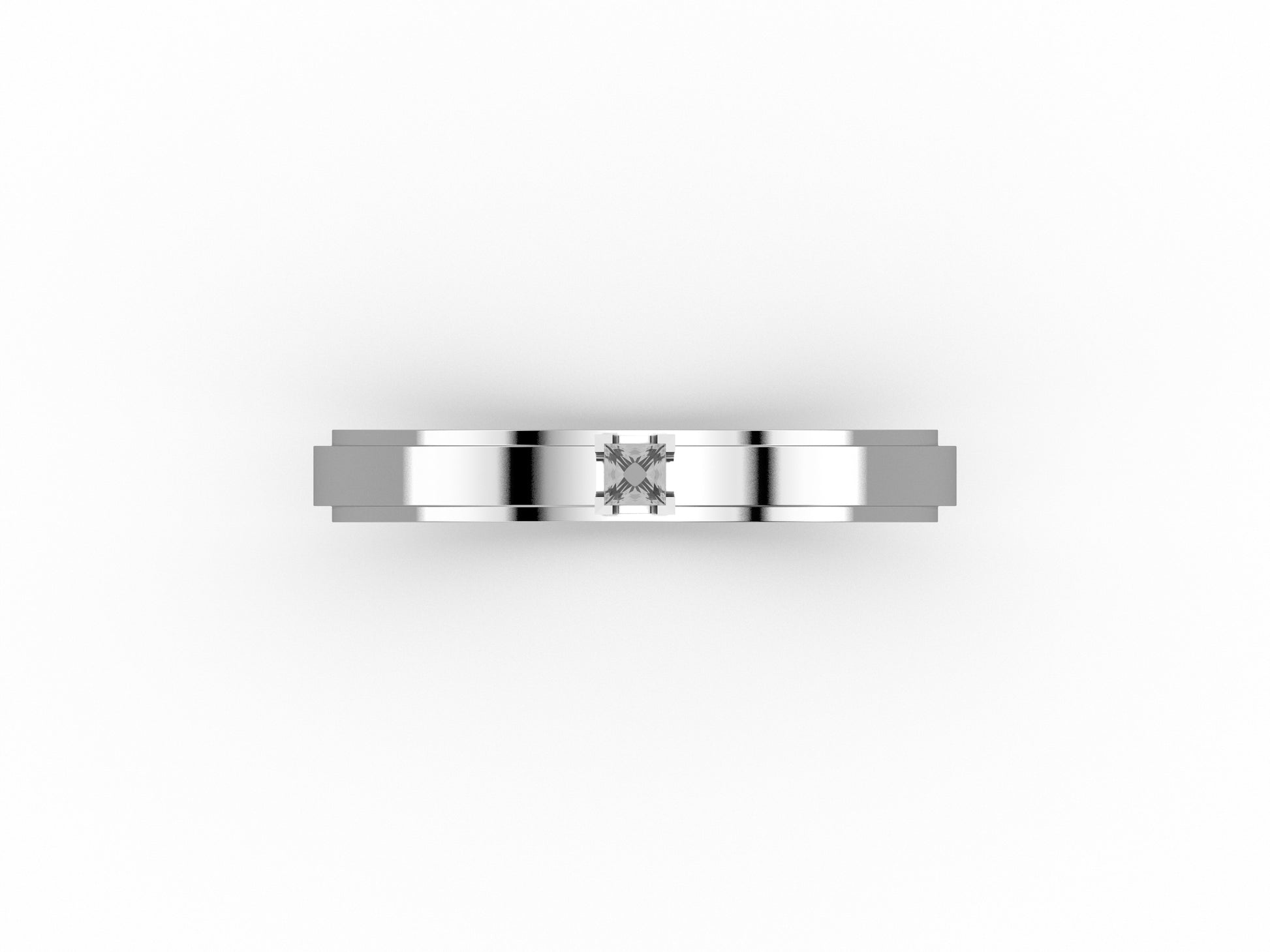 Forever wedding band, width 3.0 mm, platinum 950‰, set with a princess-cut diamond of 0.05 carat.