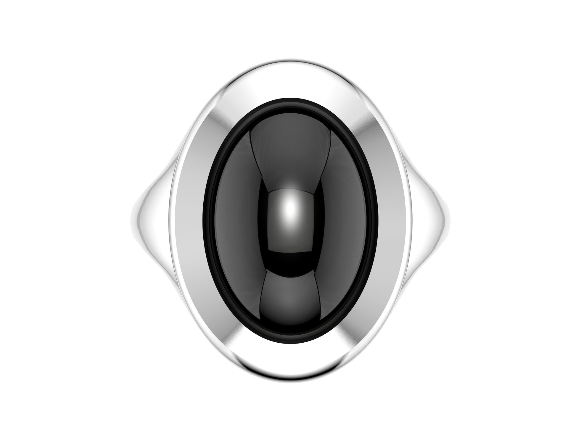 Gemmes De La Divinite WM ring, sterling silver set with a black onyx. Width of the pattern: 18.0 mm.