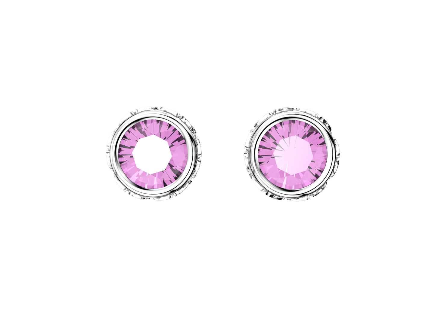 Gemmes De La Divinite earrings, 18K yellow gold, each set with a pink sapphire. Diameter of the pattern: 5.0 mm.