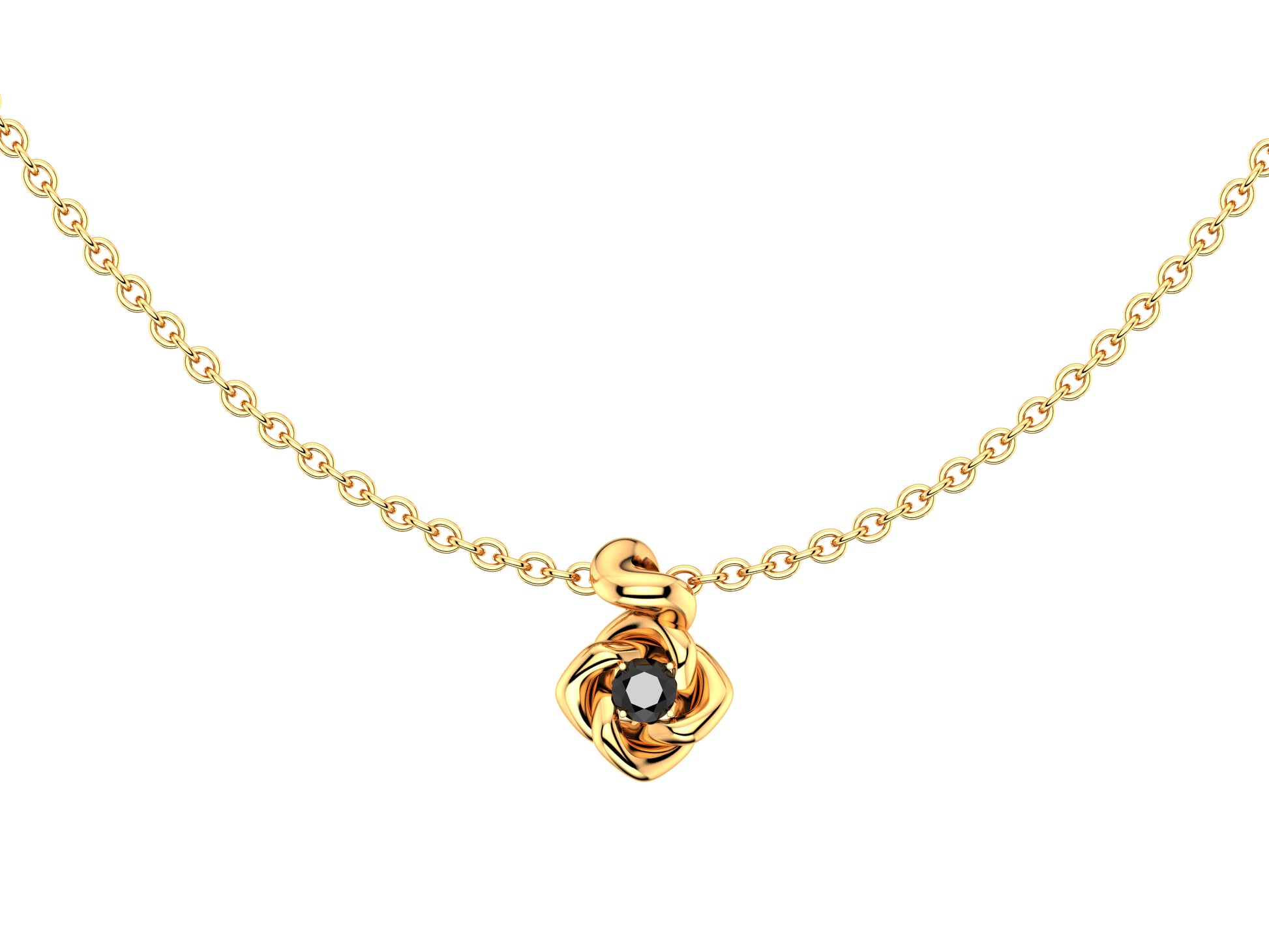 Gemmes De La Divinite necklace, 18K rose gold, set with a black spinel. Width: 11 mm. Adjustable chain length: 390 to 420 mm. 