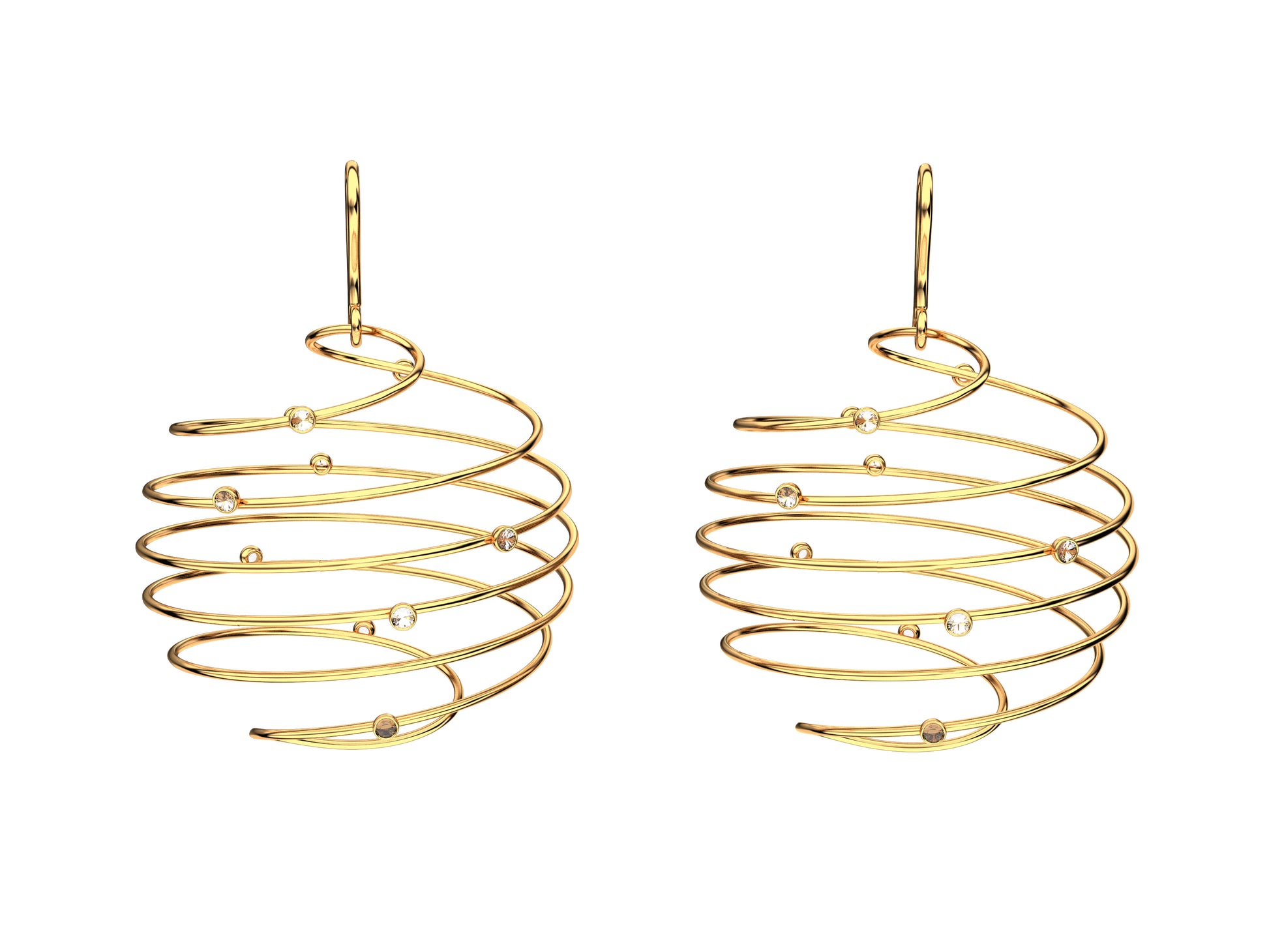 Hit New Style earrings, 18K rose gold, 20 diamonds totaling 0,2 car. Inner diameter: 30 mm.