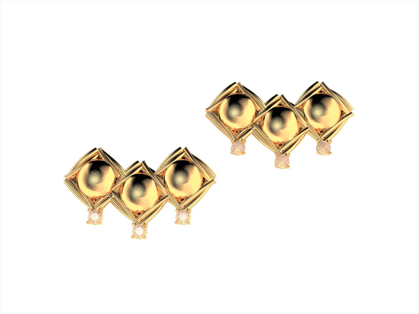 MatiJaro MJ earrings, rose gold, 2 brilliant-cut diamonds totaling 0.01 carat.