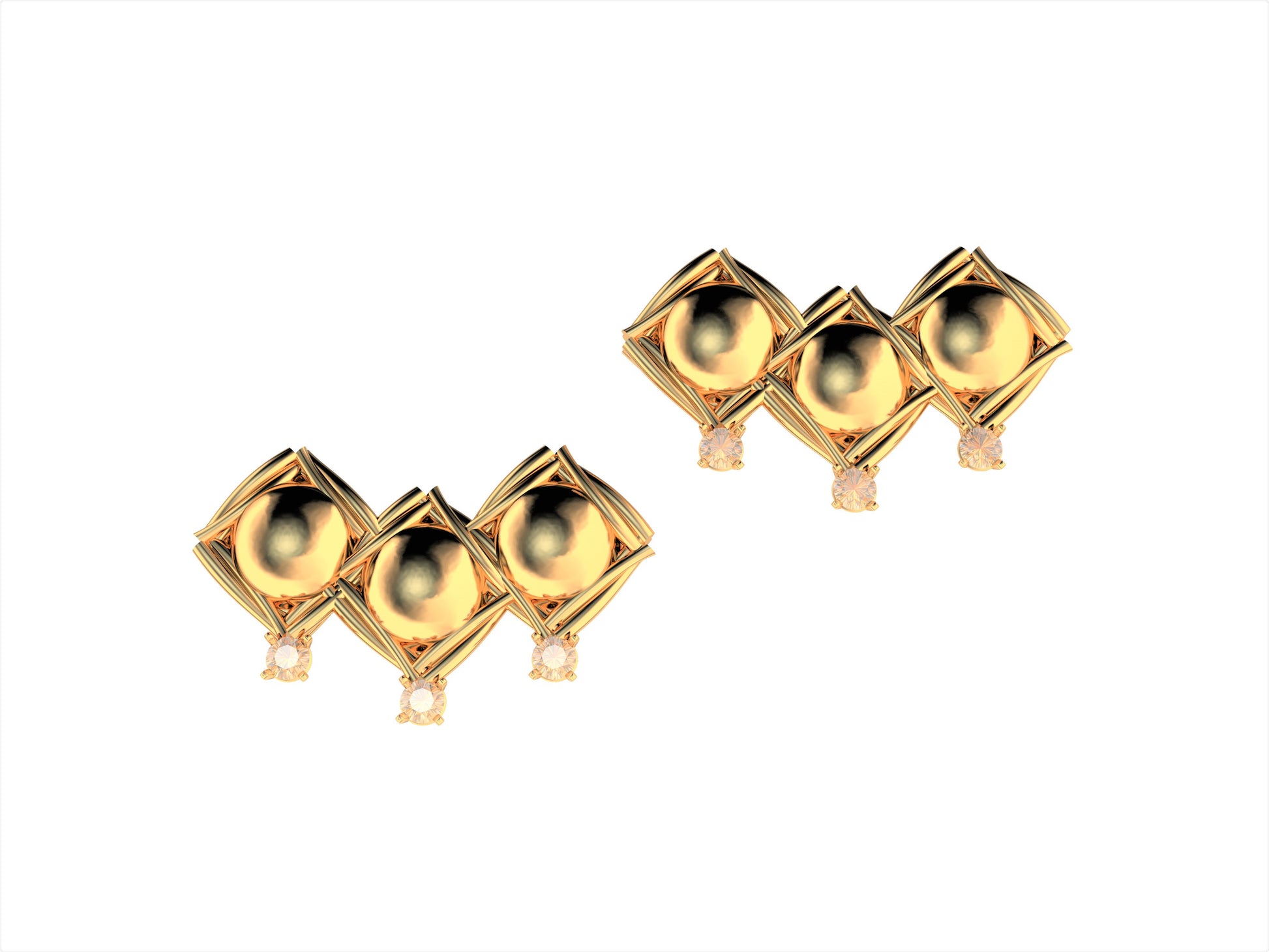 MatiJaro MJ earrings, rose gold, 6 brilliant-cut diamonds totaling 0.01 carat.