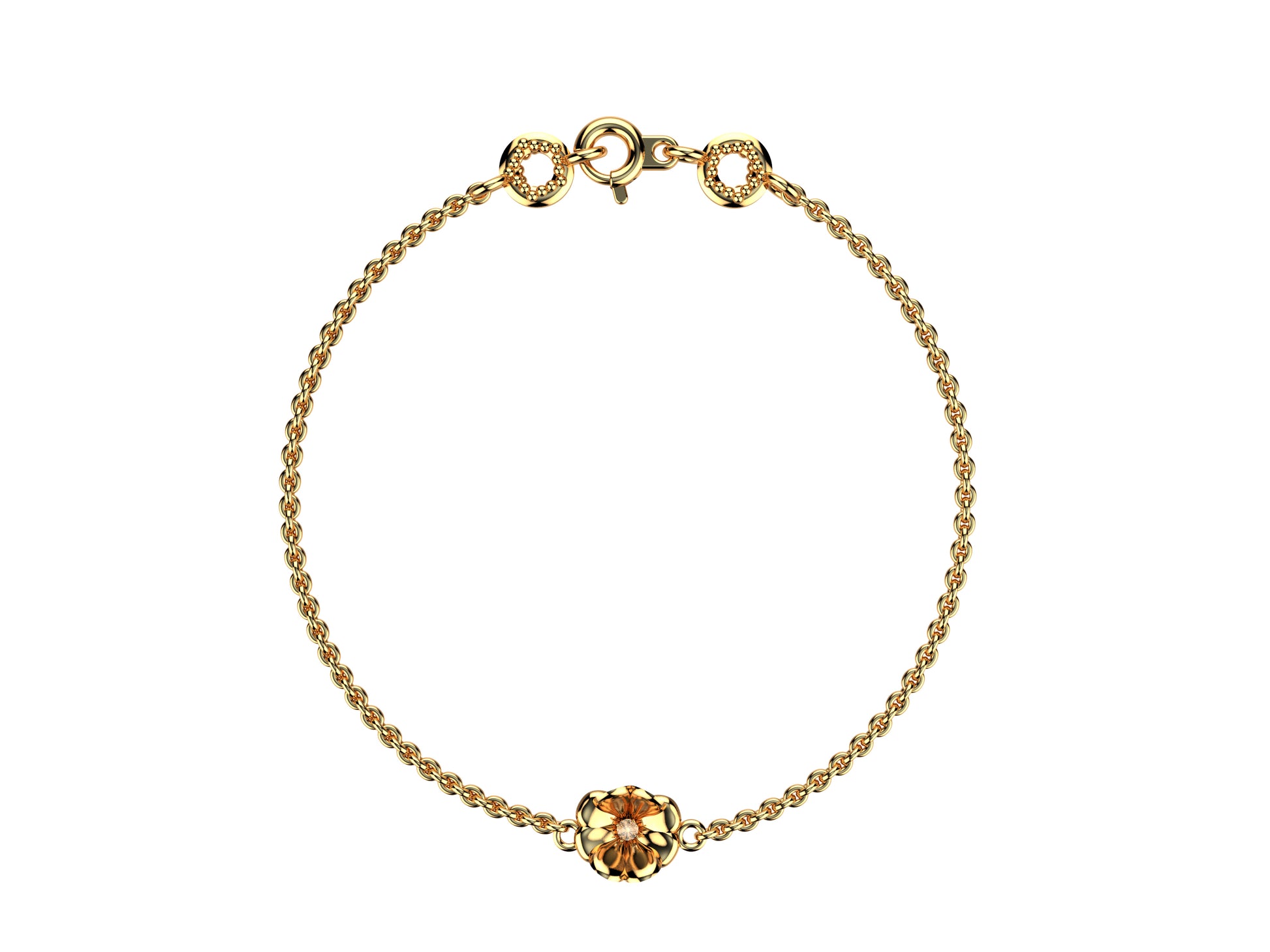 Flower bracelet, 18K rose gold, diamond.