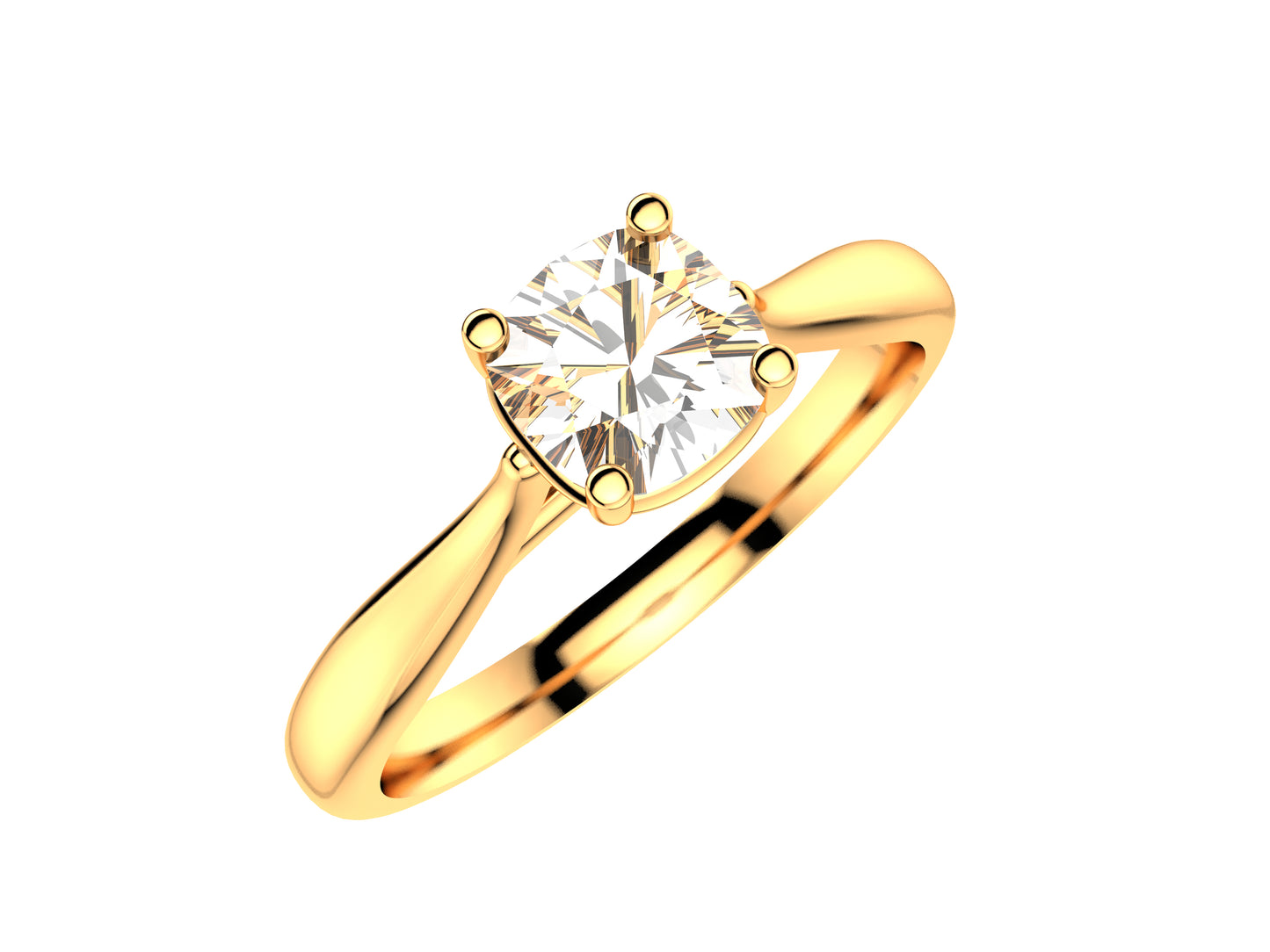 Forever engagement ring, 18K rose gold, set with a cusion-cut diamond available in 0.5 to 0.59 carats. 