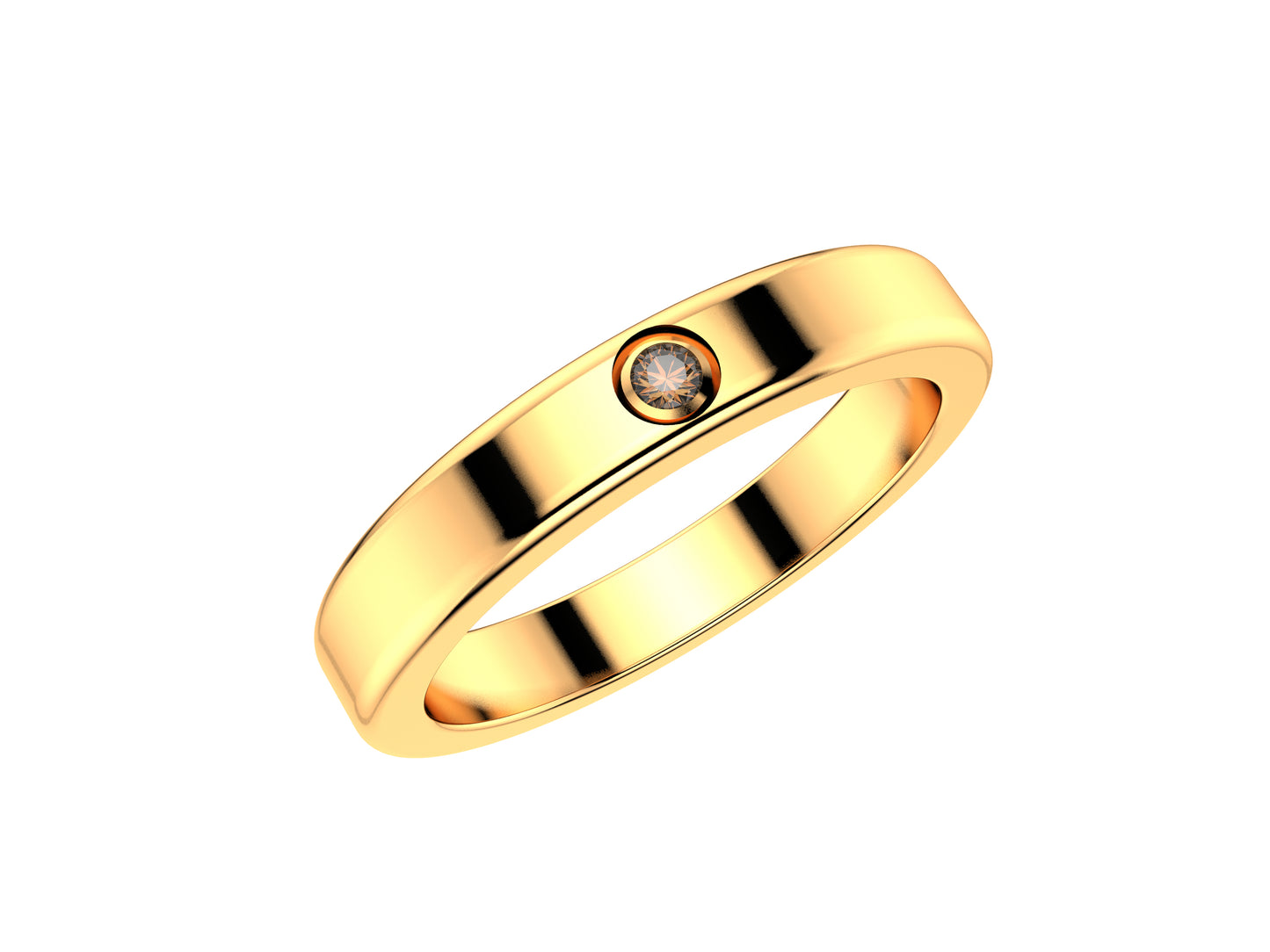 Love wedding band, width 3 mm, 18 K rose gold, set with a brilliant-cut diamond of 0.014 carat.