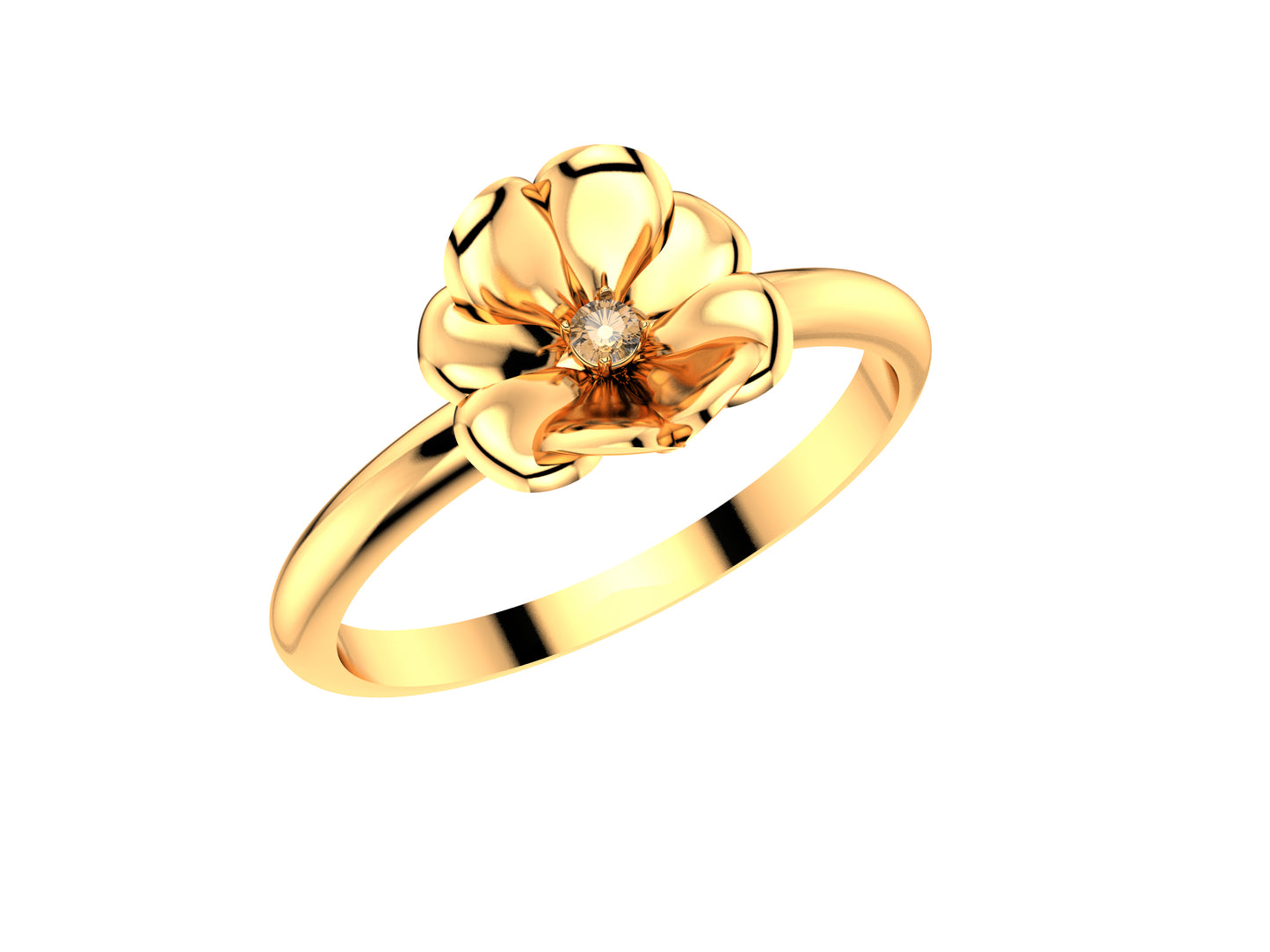 Flores de MatiJaro ring, 18K rose gold set with brilliant-cut diamond totaling 0.015 carat. Width of the pattern: 8.0 mm.