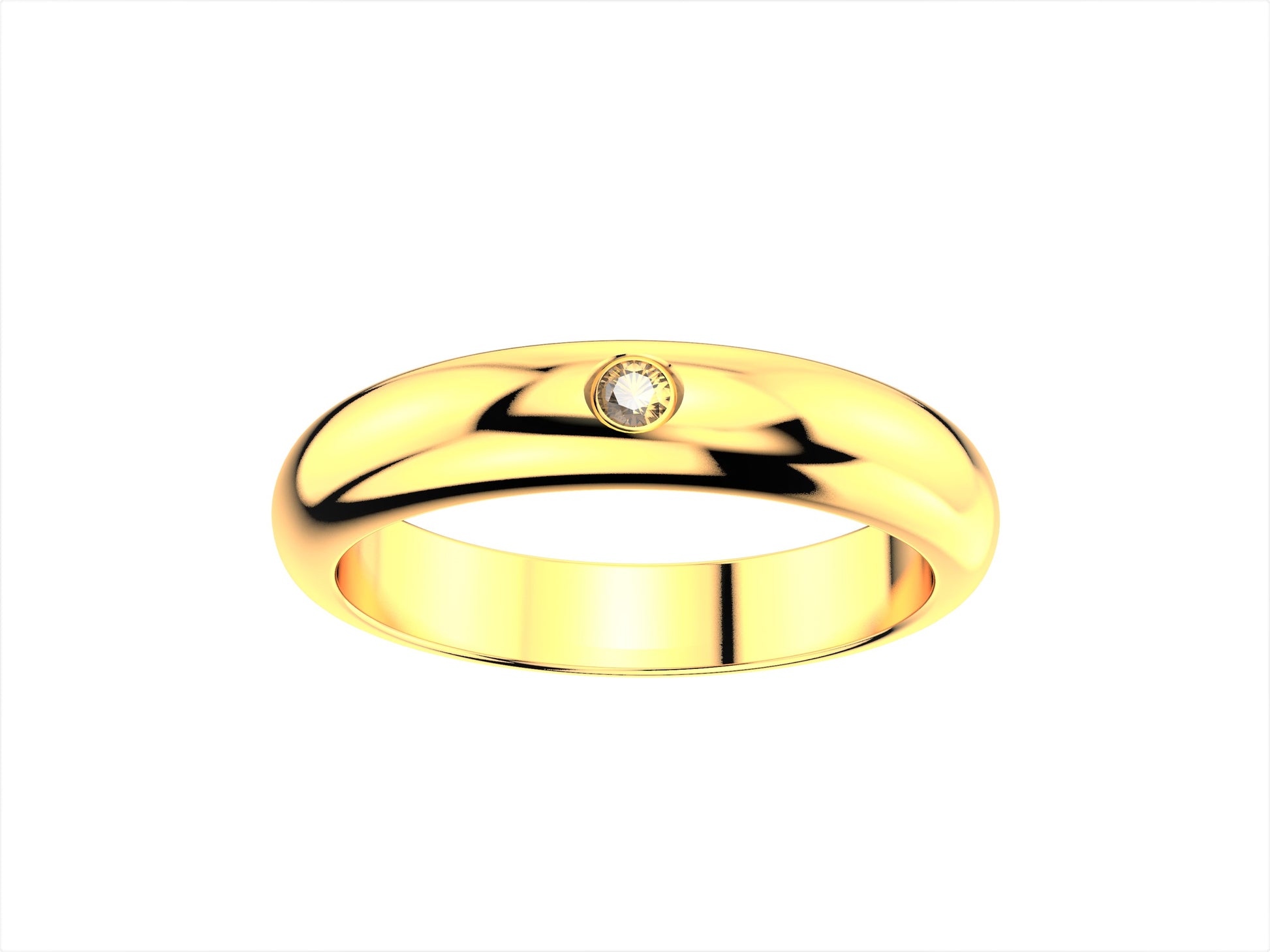 Love P wedding band, width 3.5 mm, 18 K rose gold, set with a brilliant-cut diamond of 0.015 carat.