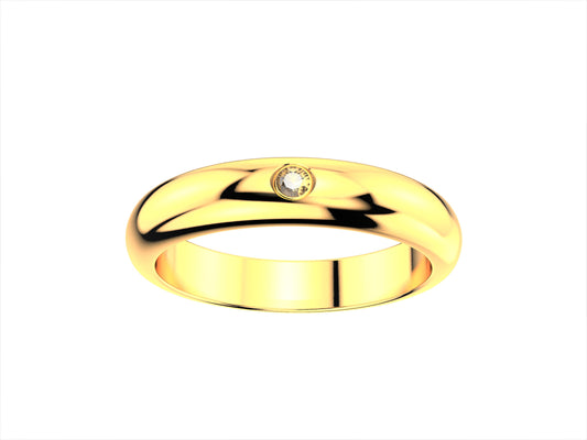 Love P wedding band, width 3.5 mm, 18 K rose gold, set with a brilliant-cut diamond of 0.015 carat.