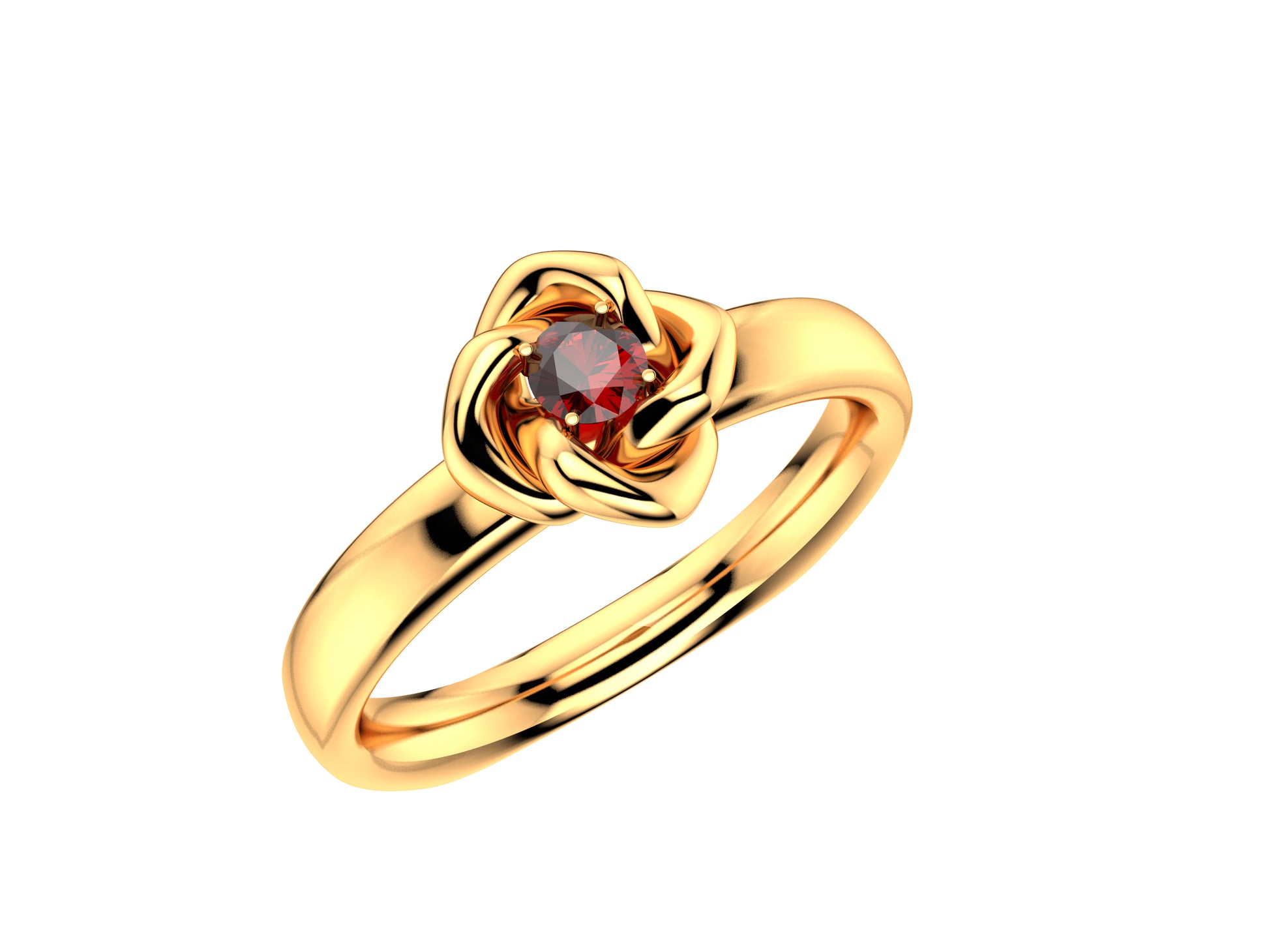 Gemmes De La Divinite ring, 18K rose gold set with ruby. Width of the pattern: 18.0 mm.