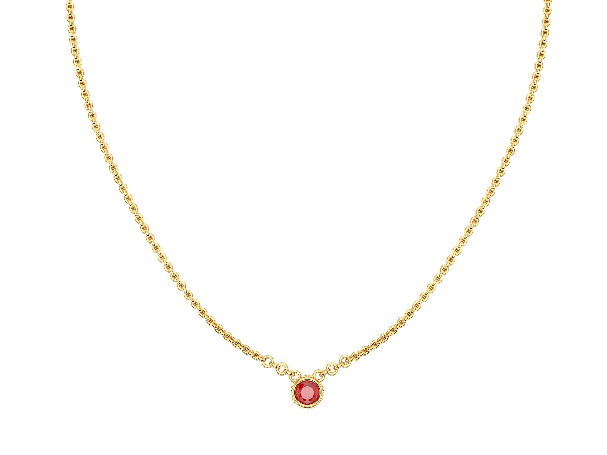 Gemmes De La Divinite necklace, 18K rose gold, set with a ruby. Chain length: 380 to 410 mm.    