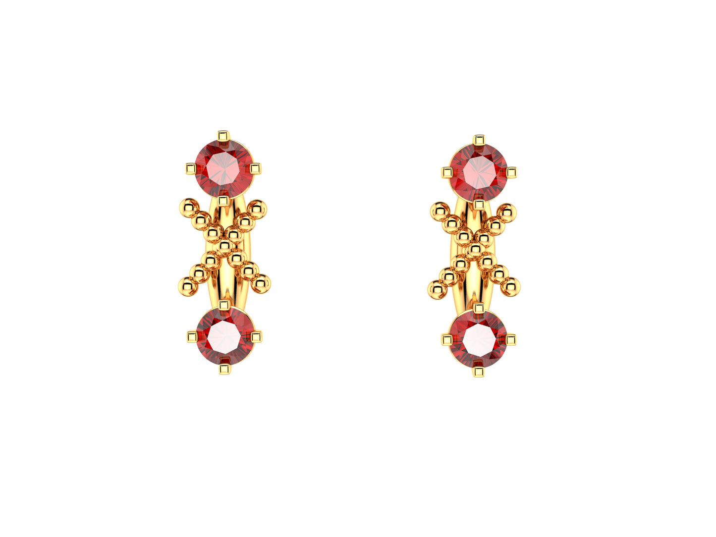 Matijaro MJ earrings, 18K rose gold, ruby. Width: 2.2mm. Inner diameter: 10 mm.