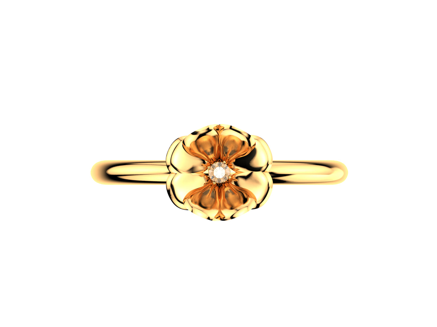 Flores de MatiJaro ring, 18K rose gold set with brilliant-cut diamond totaling 0.015 carat. Width of the pattern: 8.0 mm.