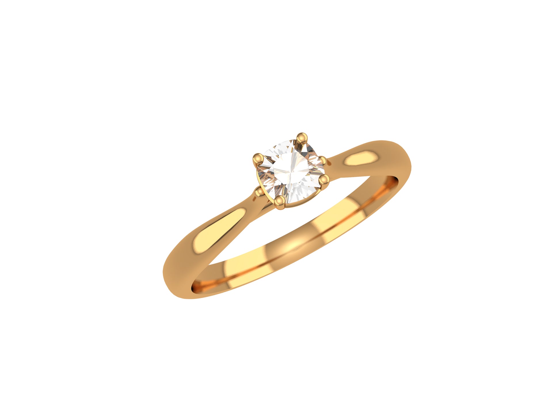 Forever engagement ring, 18K rose gold, set with a cusion-cut diamond available in 0.2 to 0.29 carats. 