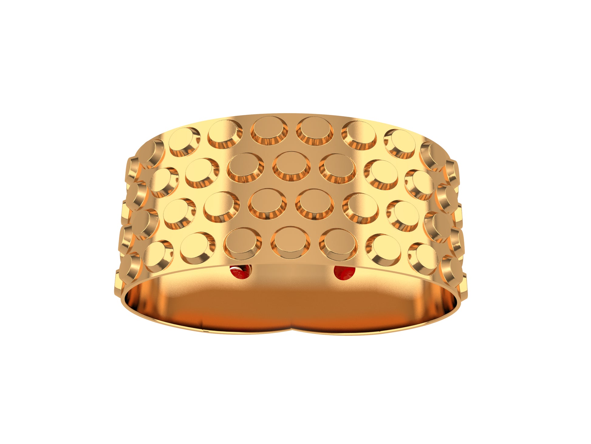 Hit New Style bracelet, 18K red gold, set with 2 brilliant-cut rubies. Width: 8.33 mm. 30 mm.