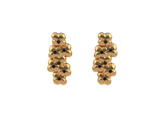 Flores de MatiJaro earrings, 18K rose gold, each set with black spinel. 