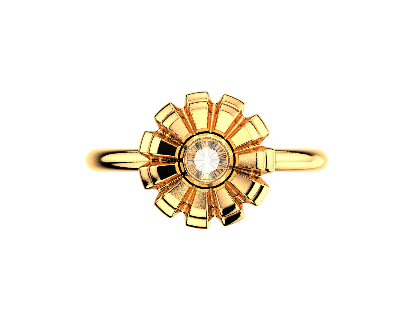 Flores de MatiJaro ring, 18K rose gold set with brilliant-cut diamond totaling 0.2 carat. Width of the pattern: 9.2 mm.