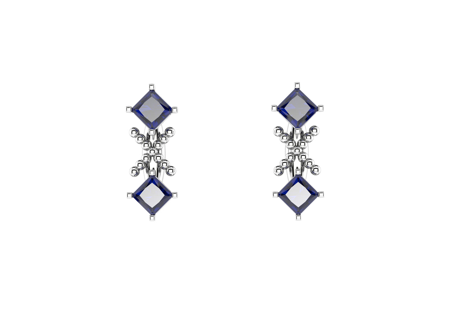 Matijaro MJ earrings, 18K rose gold, blue sapphires. Width: 2.2mm. Inner diameter: 10 mm.