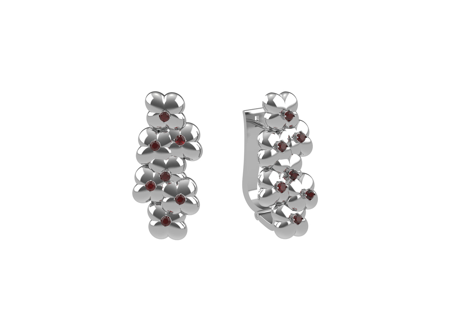 Flores de MatiJaro earrings, 925 sterling silver, each set with rose topaz. 