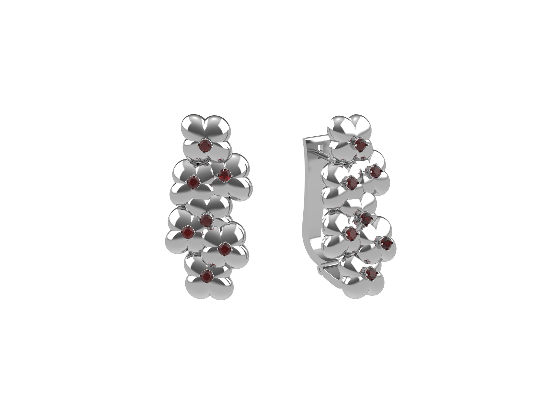 Flores de MatiJaro earrings, 925 sterling silver, each set with rose topaz. 
