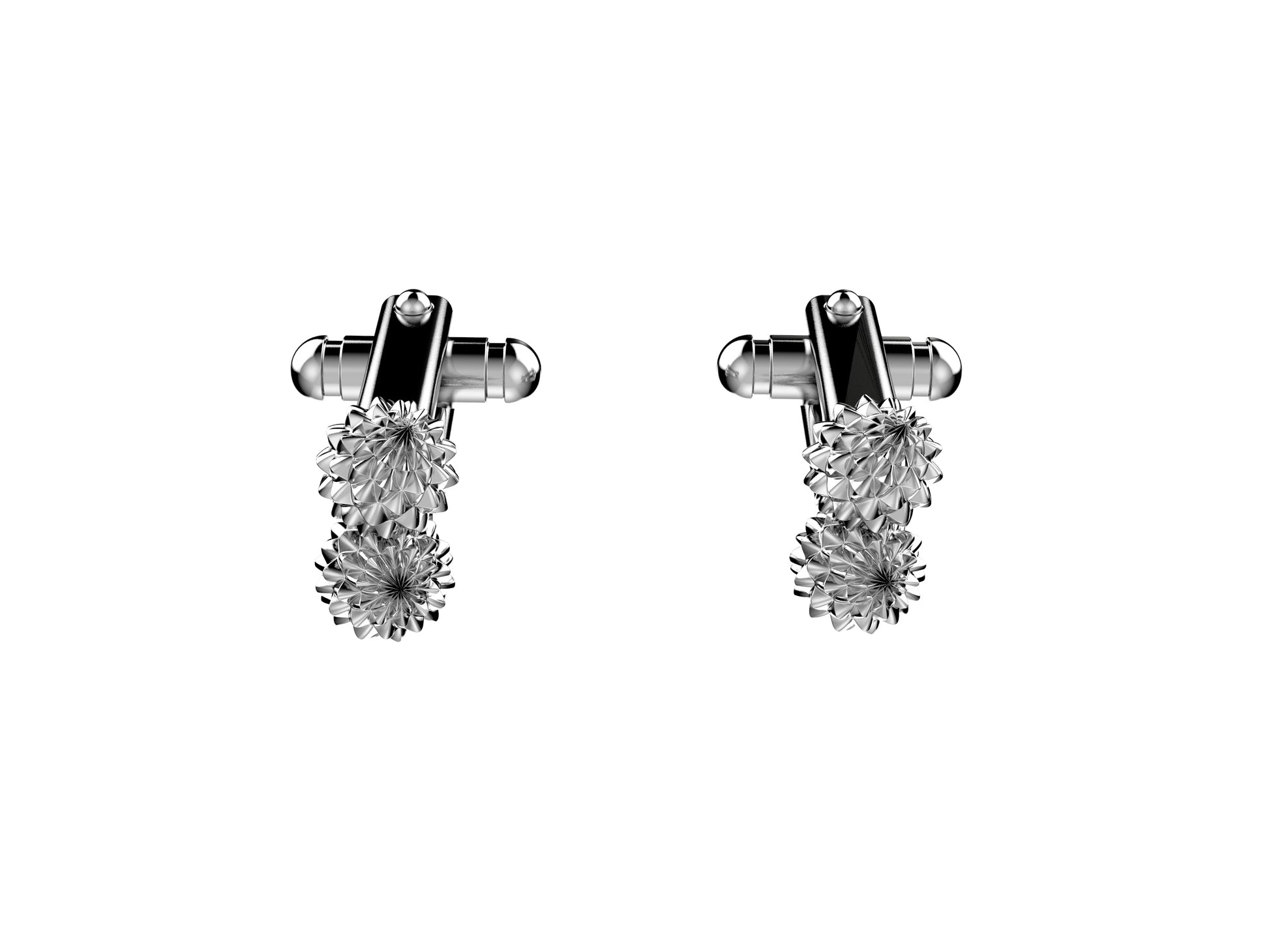 Flowers Cufflinks in palladium-finished sterling silver.