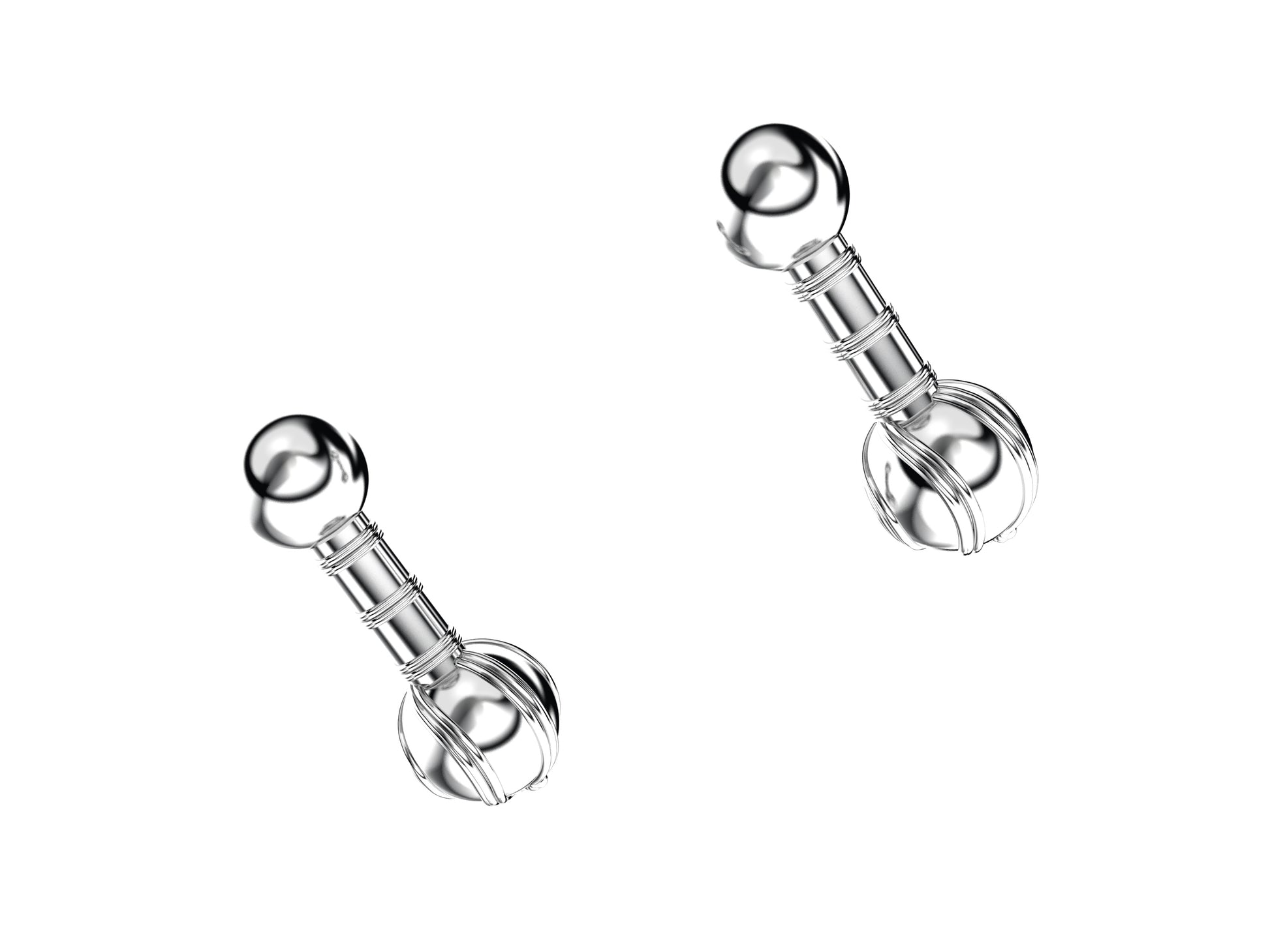 Hit New Style cufflinks in sterling silver. Dimensions: large head 7.3 mm / leg 8 mm / small head 6.2 mm. 