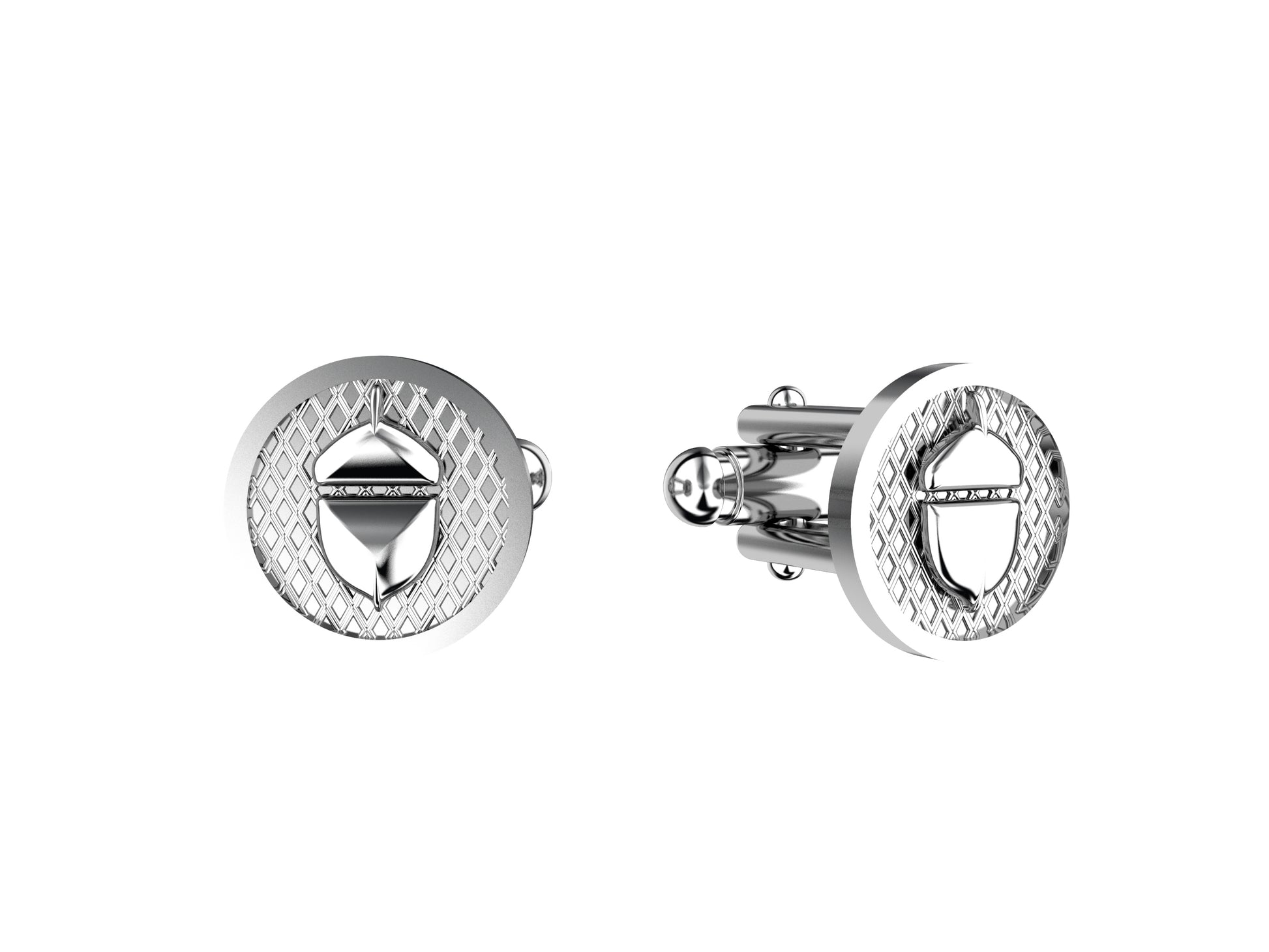 Hit New Style cufflinks in sterling silver. Dimensions: 20.5 mm high x 17 mm wide. 