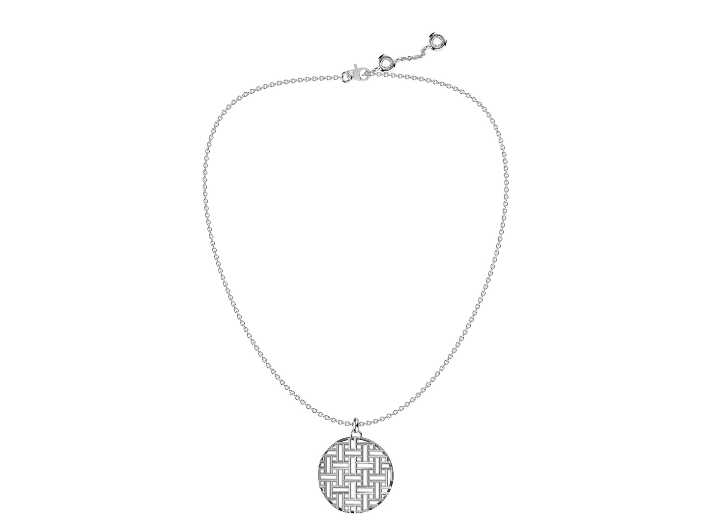 Hit New Style WM necklace, 18K white gold. Inner diameter: 16 mm. Chain length: 760 mm.