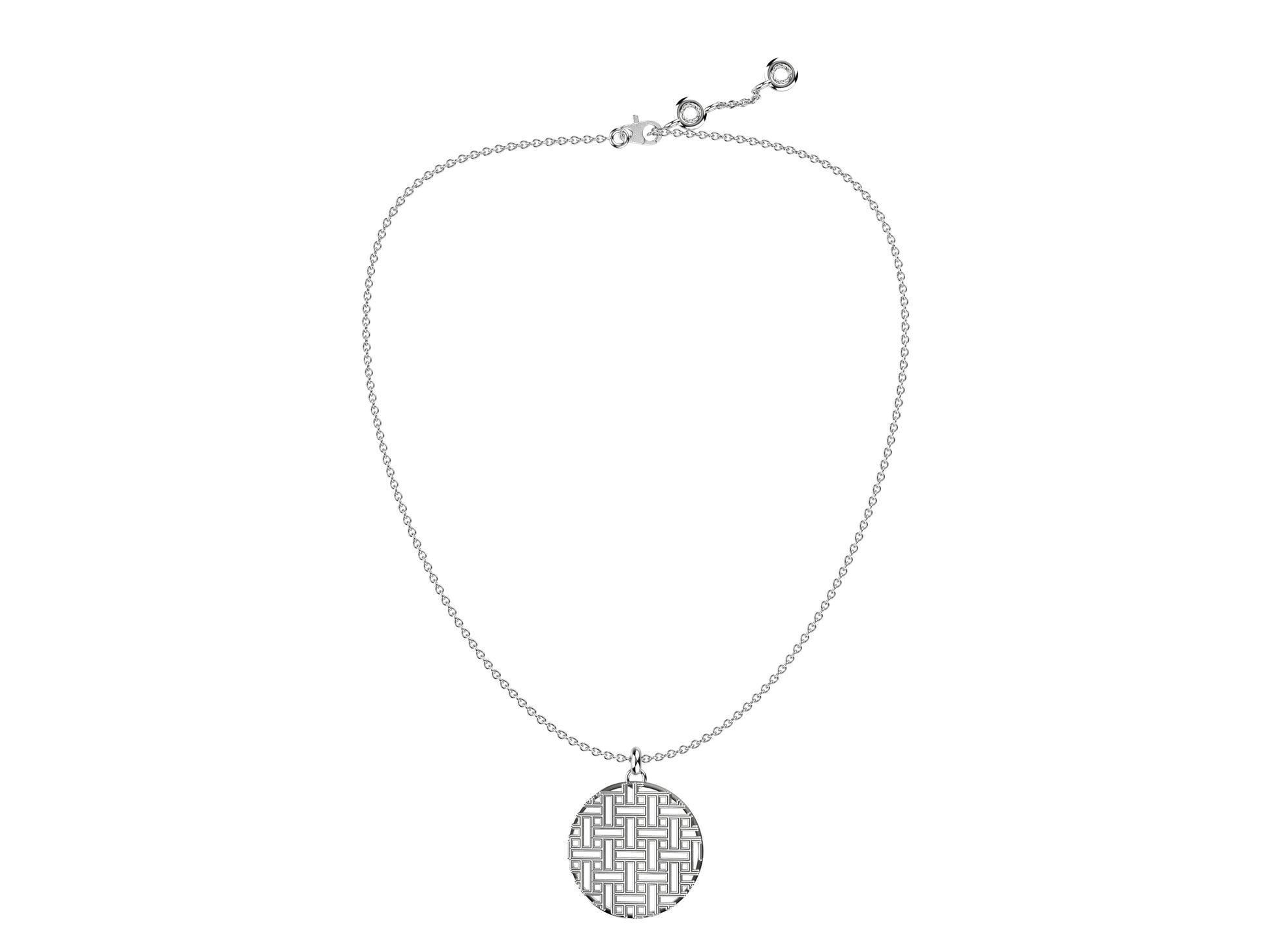 Hit New Style WM necklace, 18K white gold. Inner diameter: 16 mm. Chain length: 760 mm.