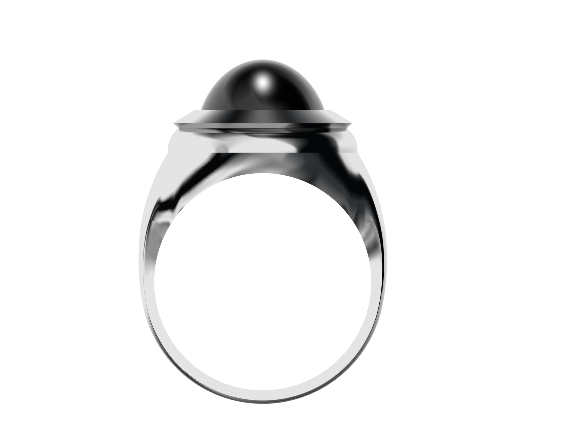 Gemmes De La Divinite WM ring, sterling silver set with a black onyx. Width of the pattern: 18.0 mm.