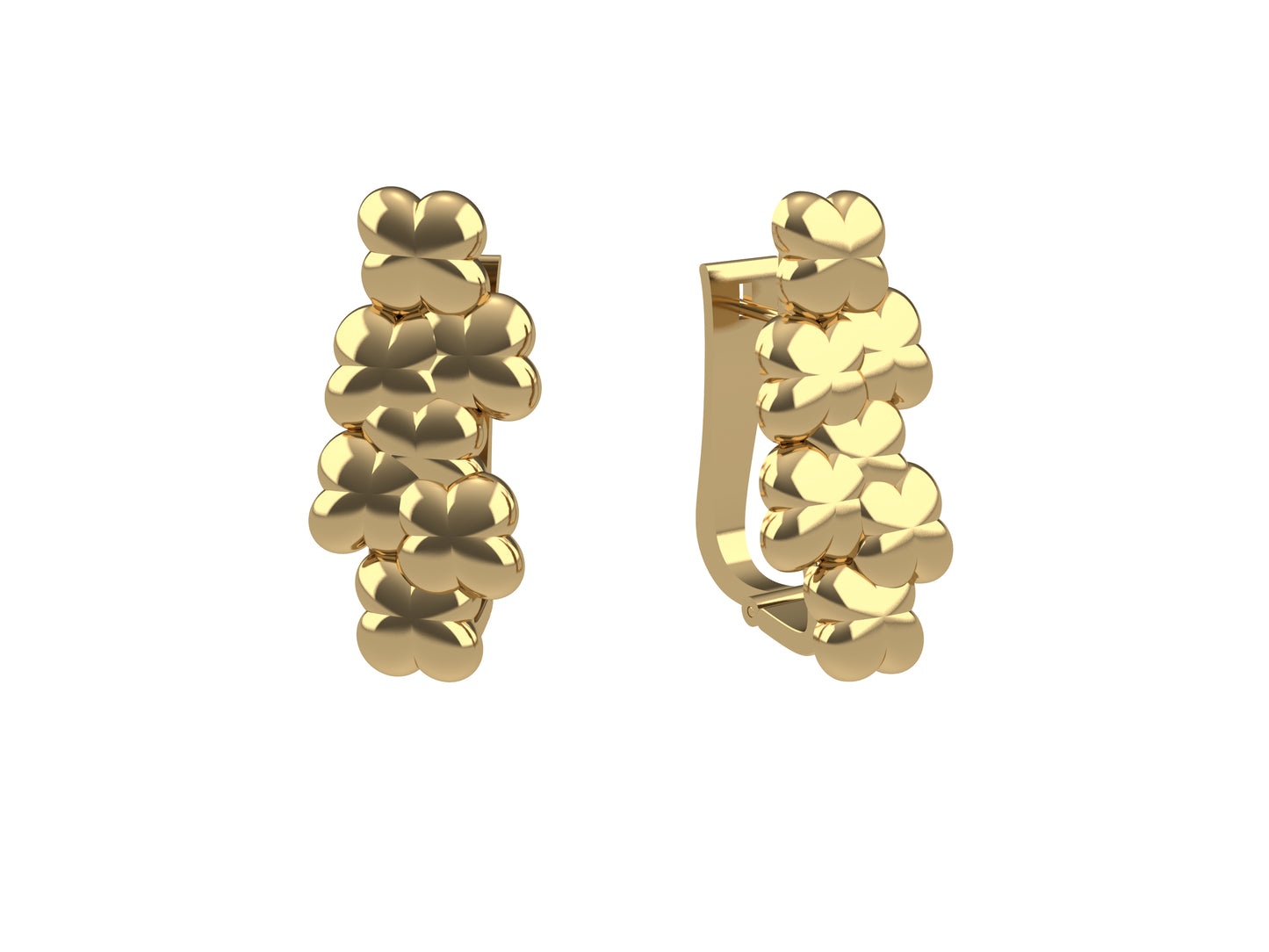 Flowers earrings, 18K yellow gold.