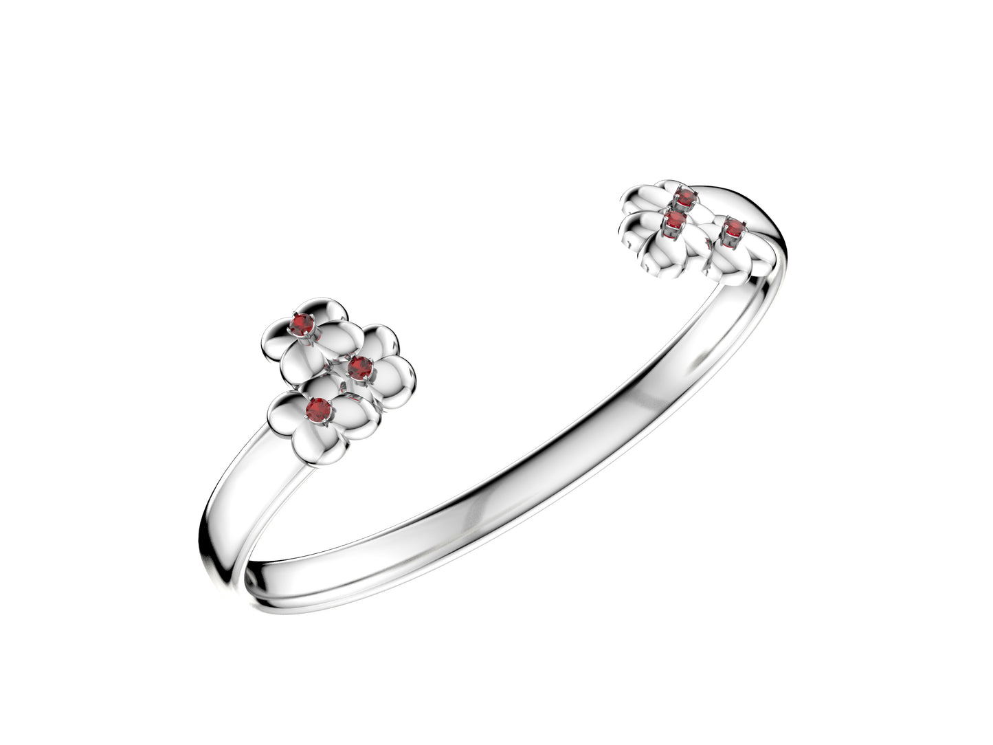 Flower bracelet, 18K white gold, roze topaz.