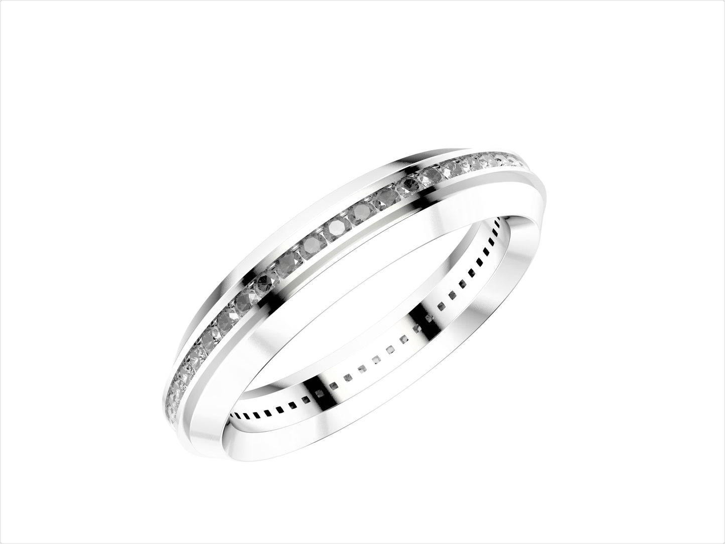 Hit New Style wedding band, platinum 950‰, set with 54 brilliant-cut diamonds totaling 0.43 carat. Width: 4.5 mm.