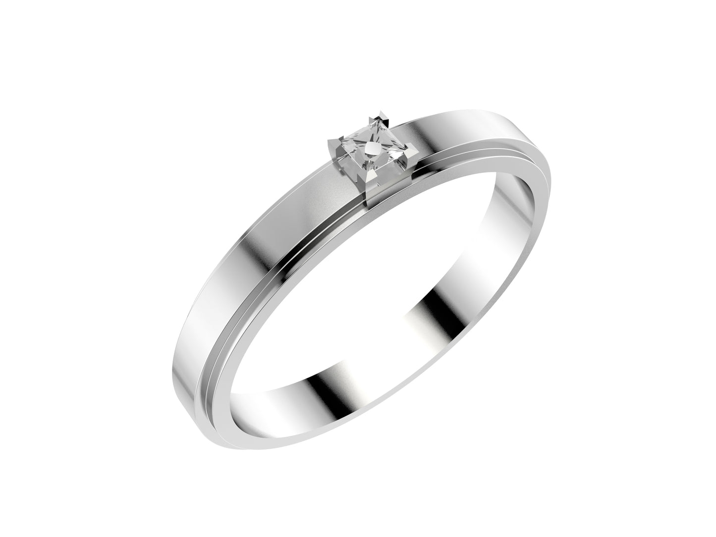 Forever wedding band, width 3.0 mm, platinum 950‰, set with a princess-cut diamond of 0.05 carat.