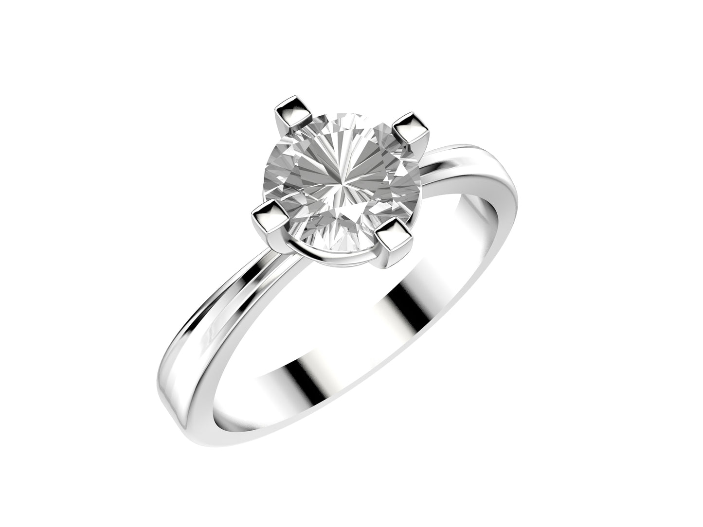 Forever engagement ring, 18K white gold, set with a brilliant-cut diamond available in 1.0 to 1.1 carats. 