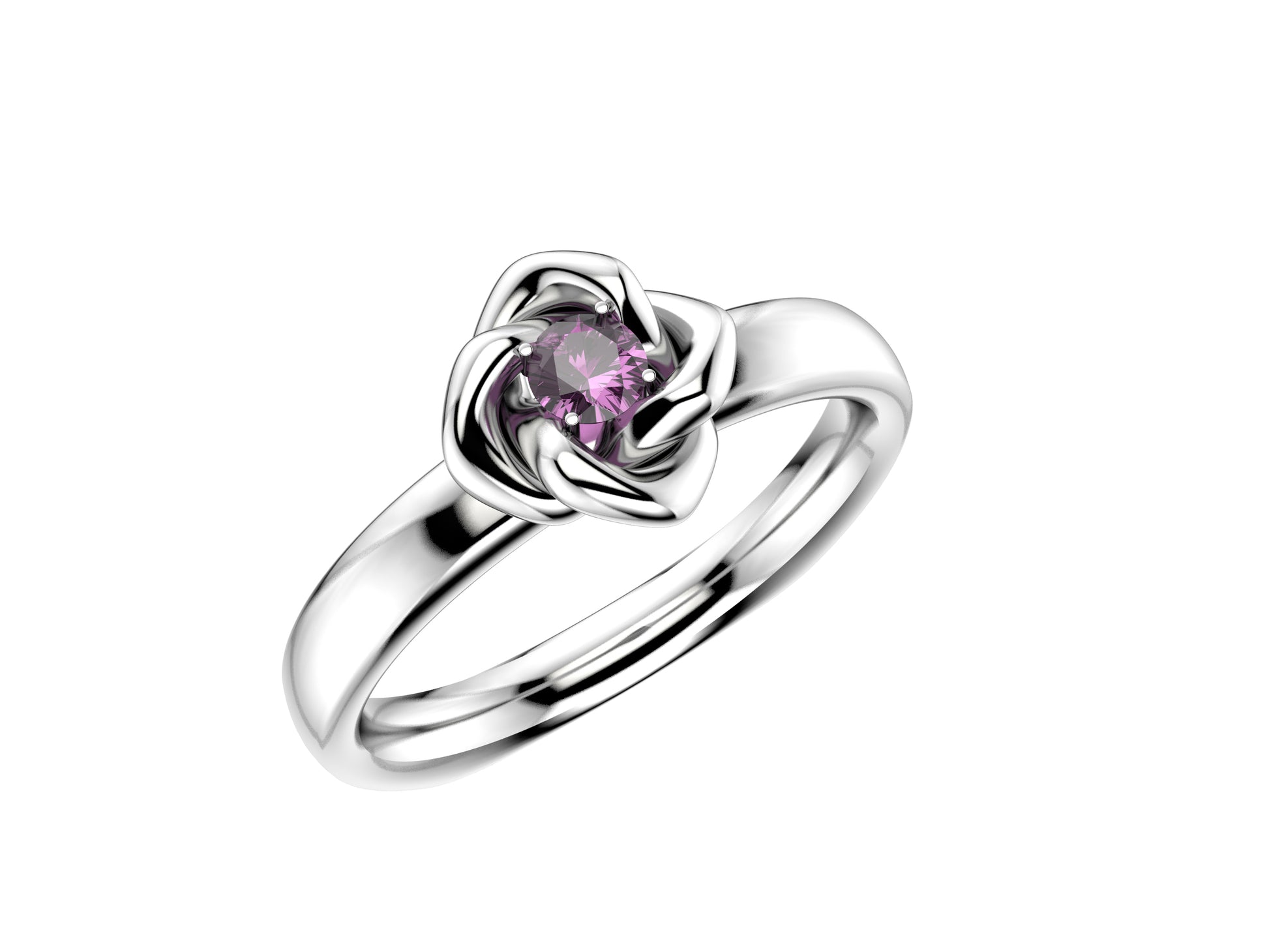 Gemmes De La Divinite ring, 18K white gold set with pink sapphire. Width of the pattern: 18.0 mm.