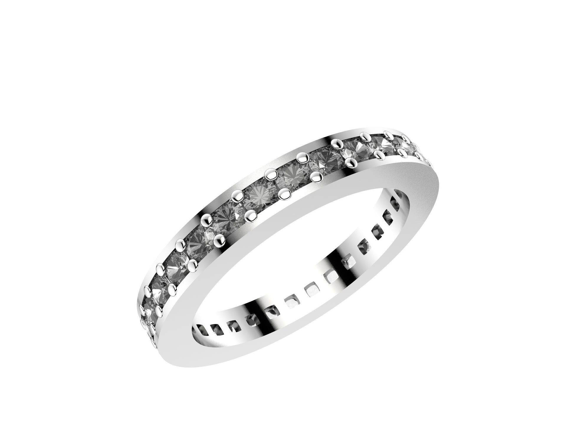 Forever wedding band, width 3.1 mm, platinum 950‰, set with 30 brilliant-cut diamonds totaling 1.1 carat.