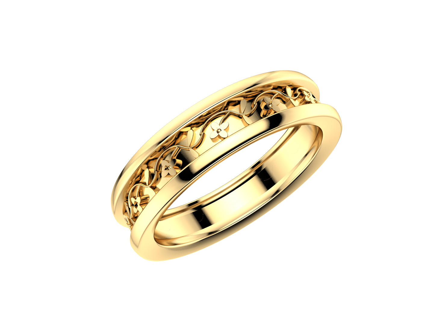 Flores de MatiJaro ring 18K yellow gold, set with a diamond available in 0.01 carats.