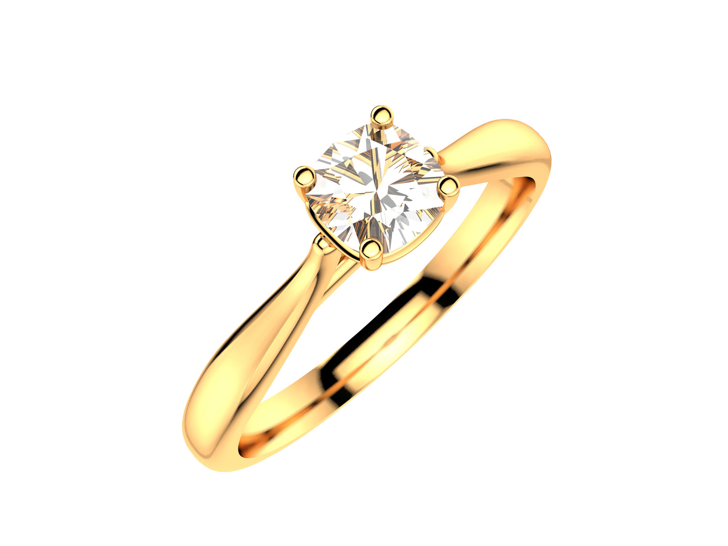 Forever engagement ring, 18K rose gold, set with a cusion-cut diamond available in 0.3 to 0.39 carats. 